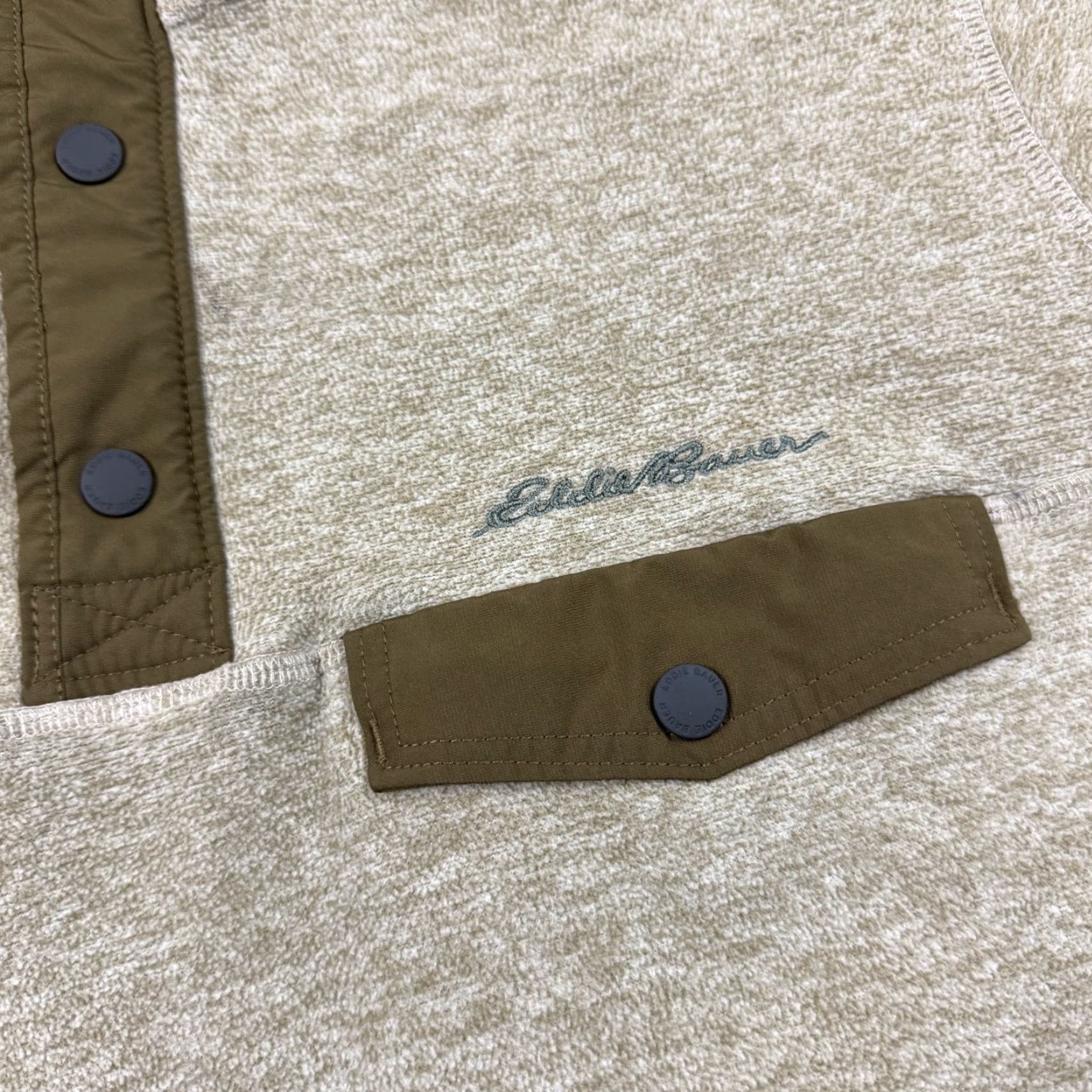 Eddie Bauer Eddie Bauer Mens Sweater Pullover M Beige Fleece Mock Neck Pocketed Casual Knit 90s? Size US M / EU 48-50 / 2 - 4 Thumbnail