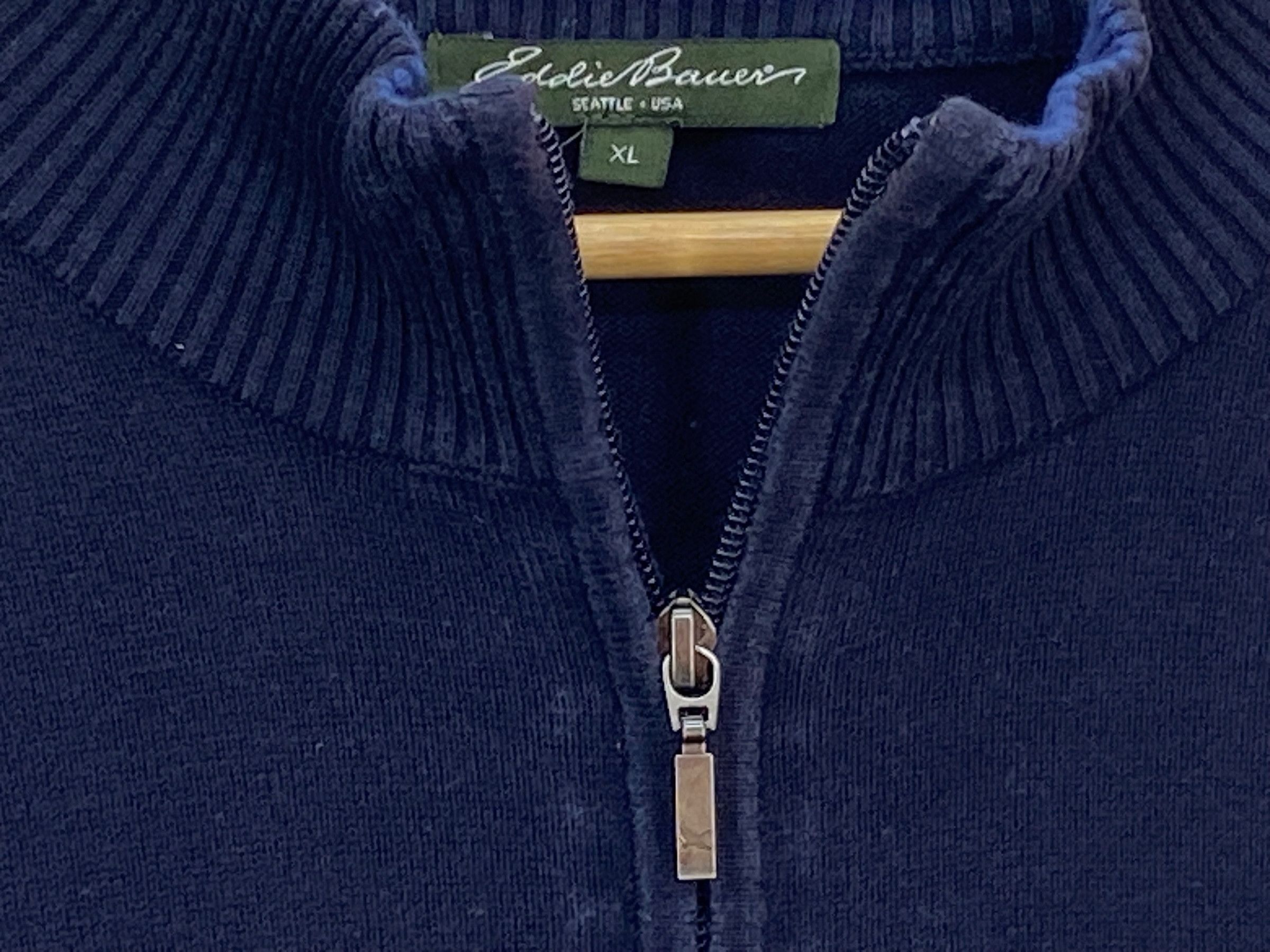 Eddie Bauer × Vintage Eddie Bauer Sweater Blue Black Quarter Zip Designer Pullover Size US XL / EU 56 / 4 - 7 Thumbnail