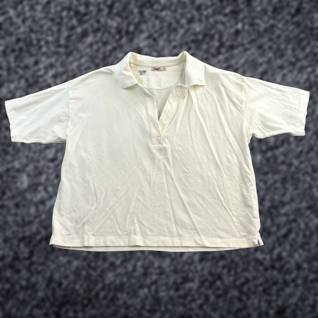 Faherty Faherty Polo Shirt Womens Large Ivory White Short Sleeve Preppy Logo Ladies Size L / US 10 / IT 46 - 1 Thumbnail