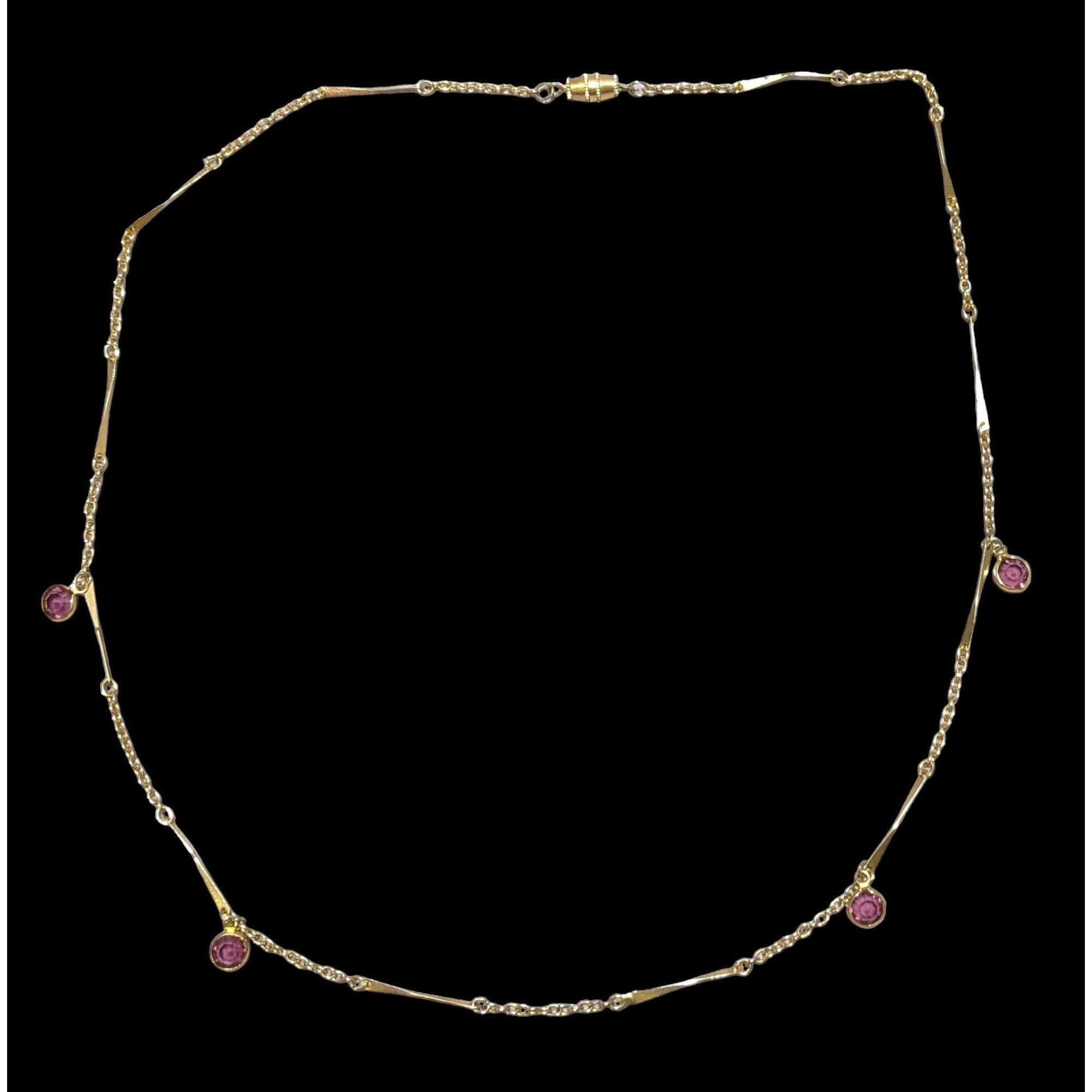 Other Abstract Gold Chain Necklace With Purple Gems Size ONE SIZE - 4 Thumbnail