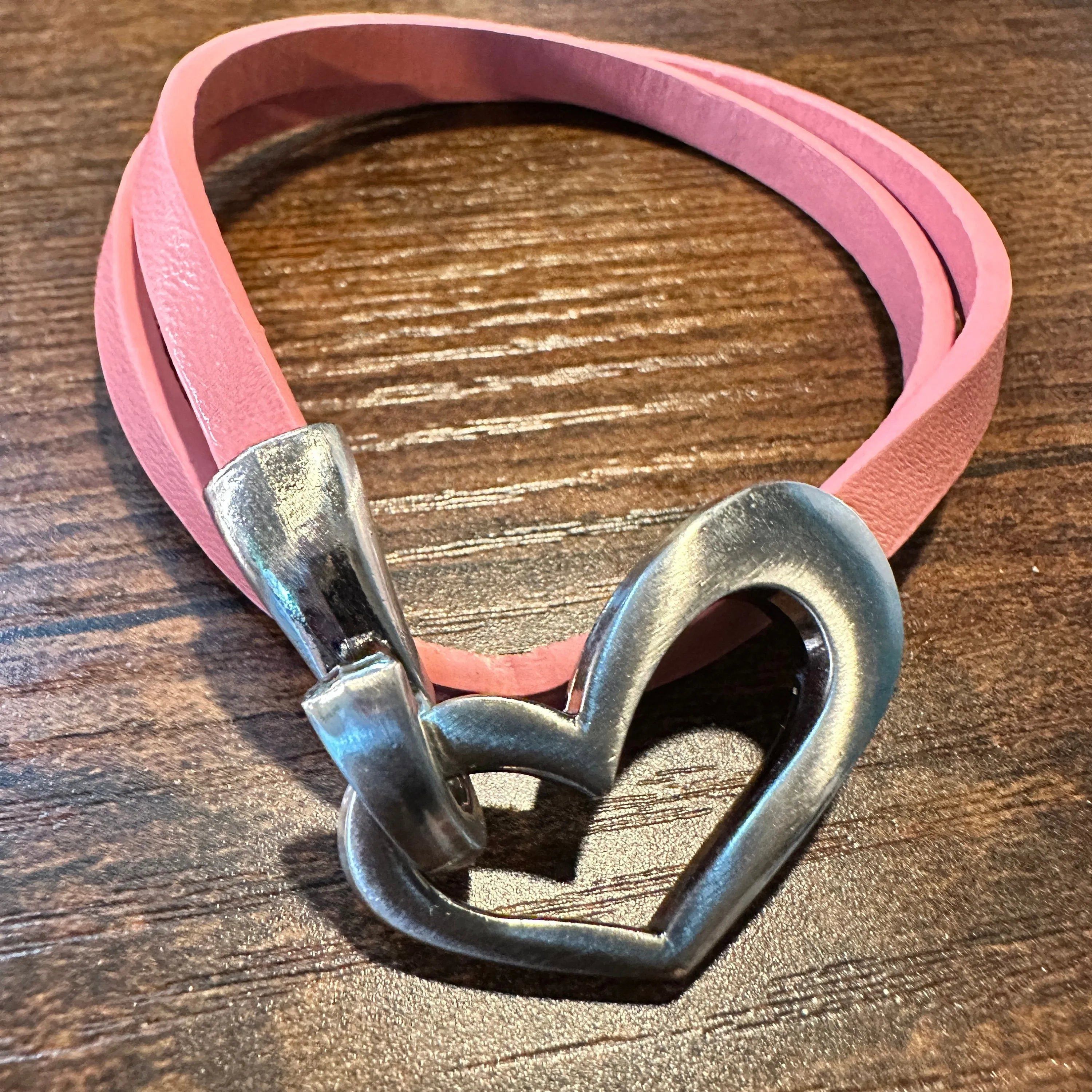 Other Handmade Boho Hippie Leather Heart Love Double Wrap Bracelet Size ONE SIZE - 1 Thumbnail