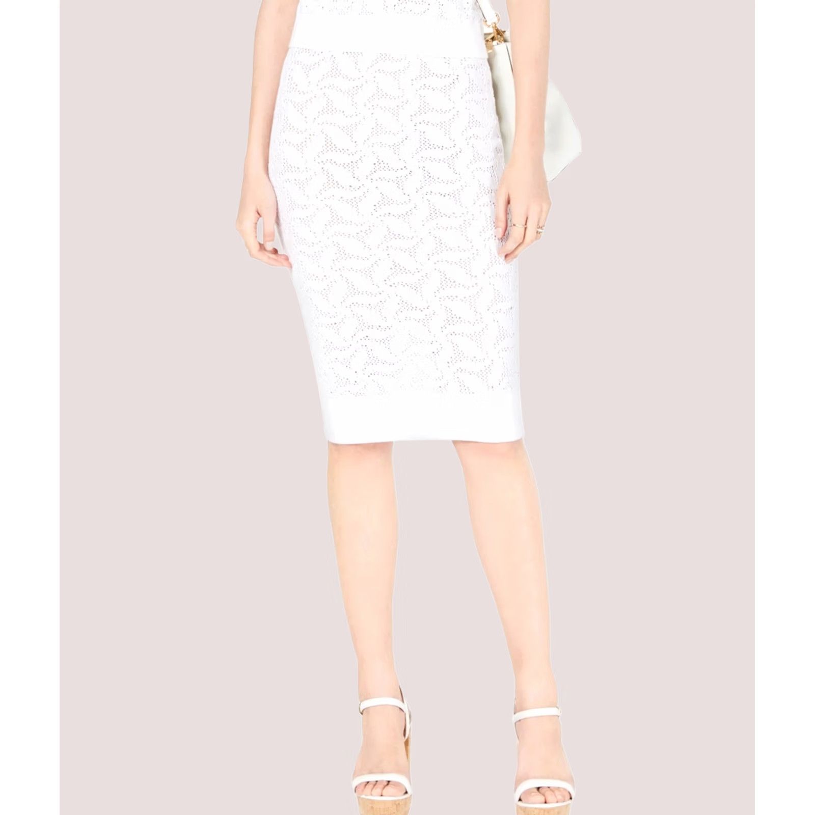 Michael Kors Michael Kors Open Knit Pencil Skirt white M Womens Size 32" / US 10 / IT 46 - 1 Thumbnail