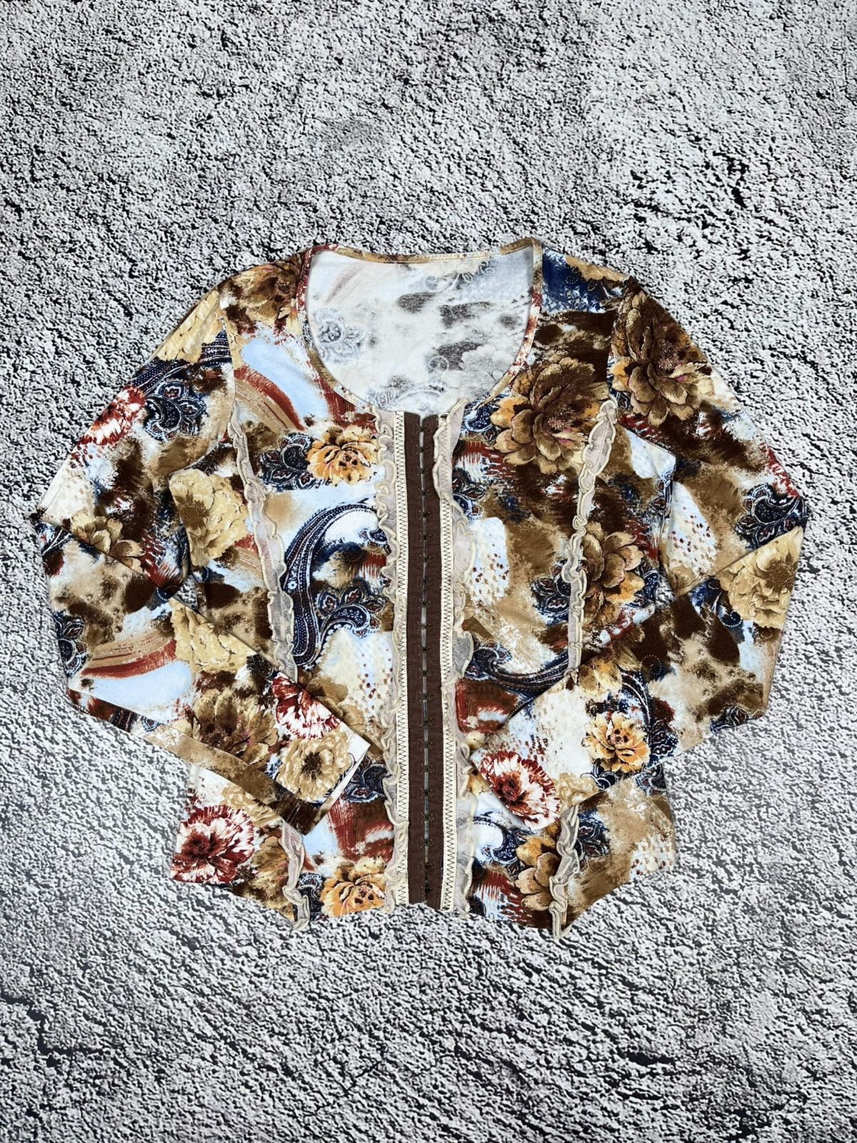 Vintage Floral Longsleeve Light Cardigan Printed Art