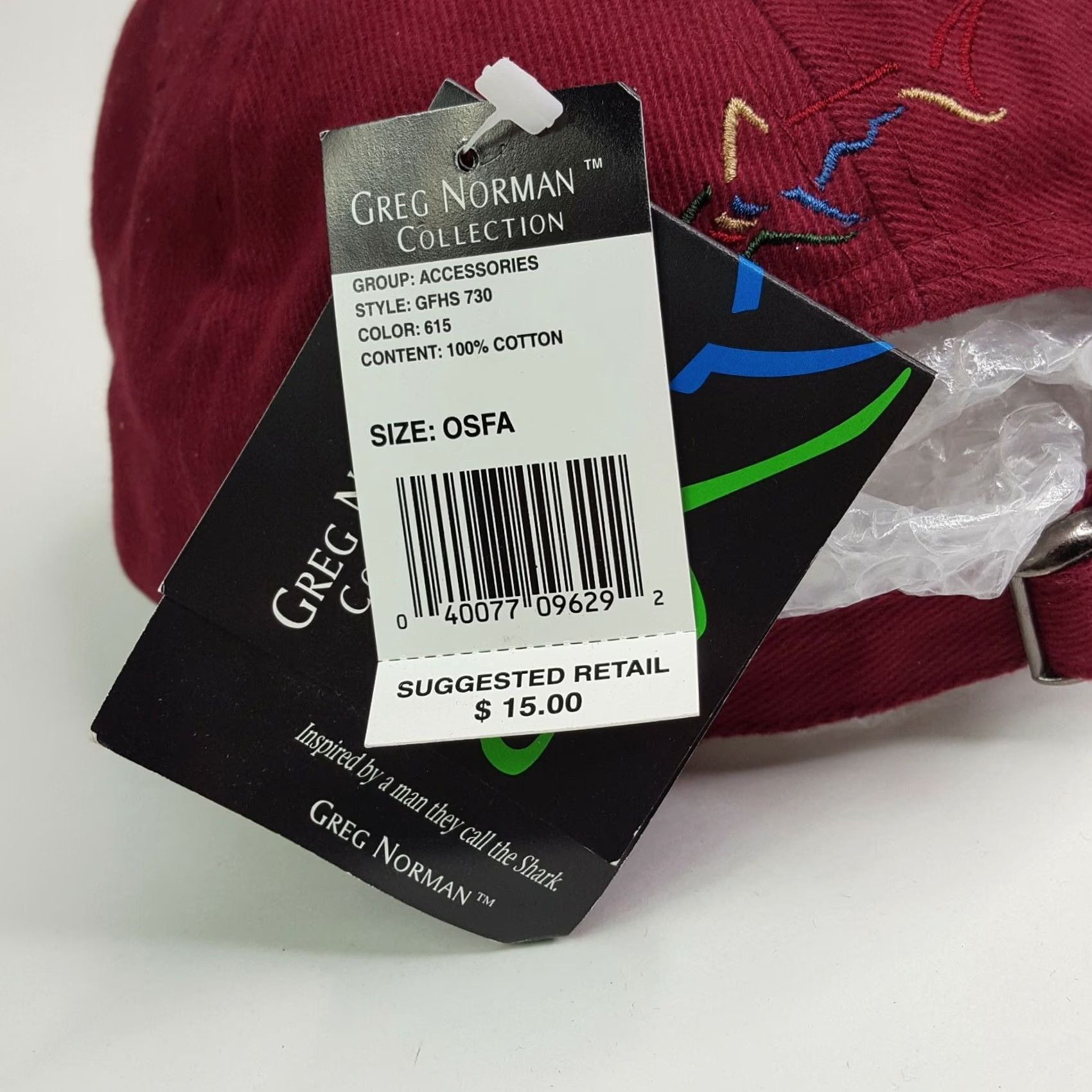 Logo 7 VINTAGE Greg Norman Shark Hat Red GN Logo PGA Baseball Cap 90s Golf Casual Classic Mens Adjustable Hat Size ONE SIZE - 5 Thumbnail
