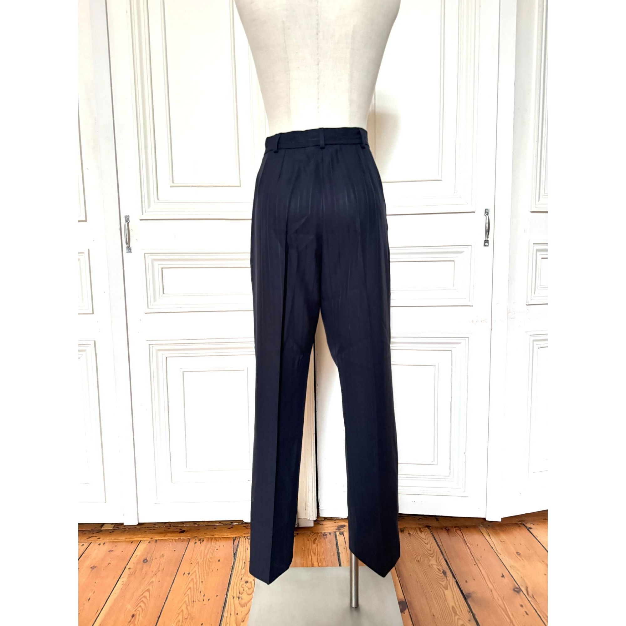 Yves Saint Laurent Rive Gauche 1980s Navy Pinstripe Pants Suit Size M / US 6-8 / IT 42-44 - 5 Thumbnail