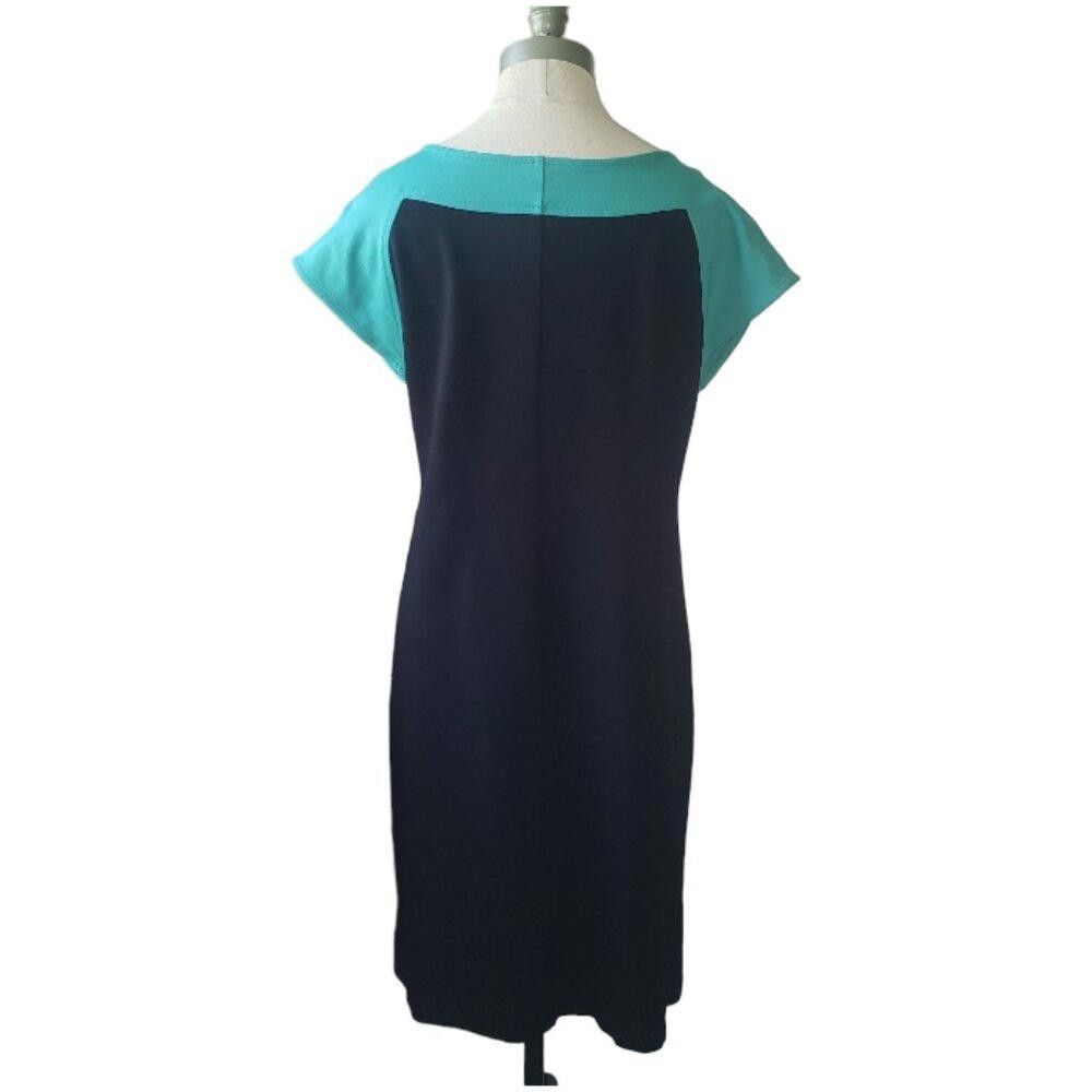 Designer CT1621 Talbots Aqua & Black Office Dress S Size S / US 4 / IT 40 - 4 Thumbnail