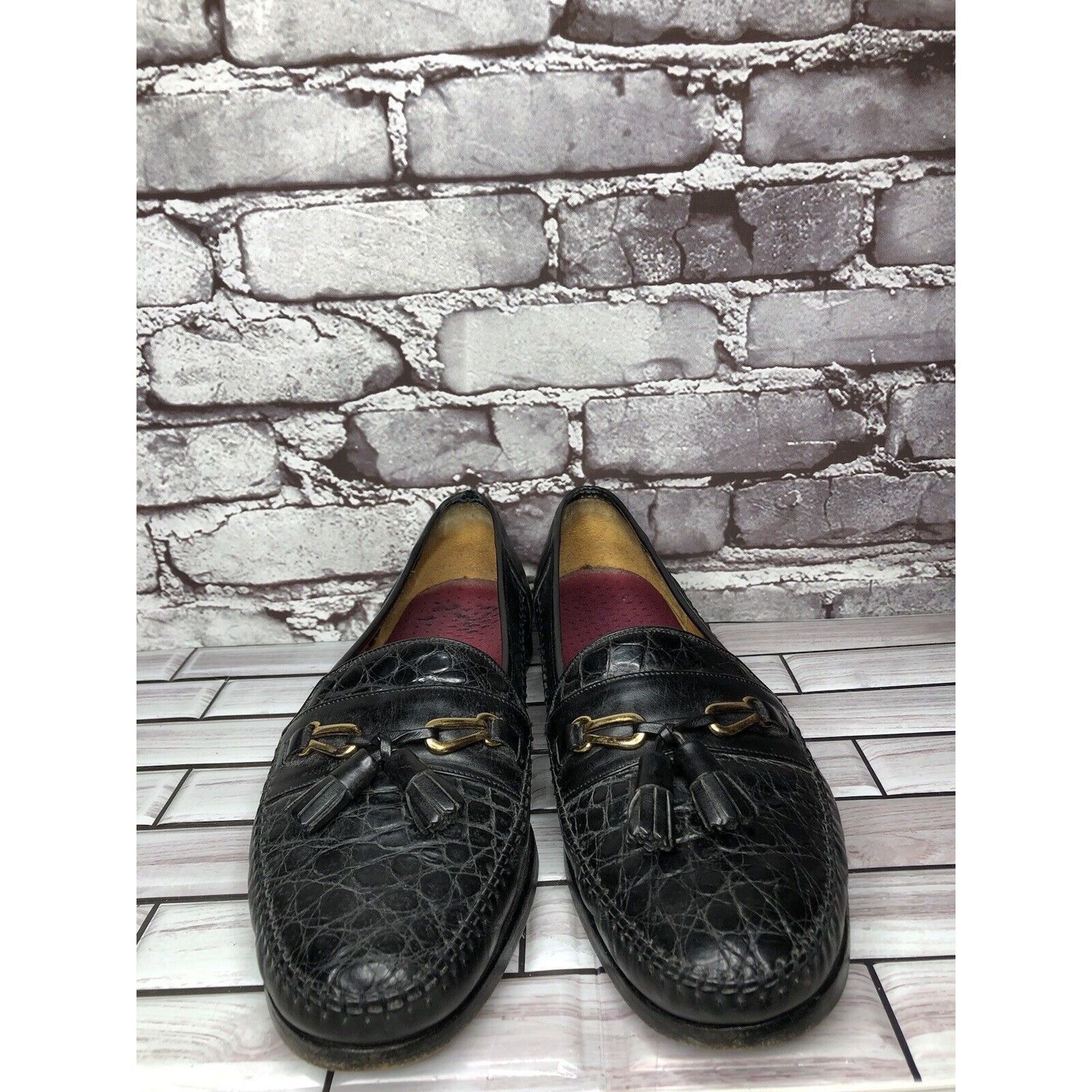 Other Anthony’s Black Leather Croc Print Tassel Loafers Dress Shoe Size US 13 / EU 46 - 12 Thumbnail