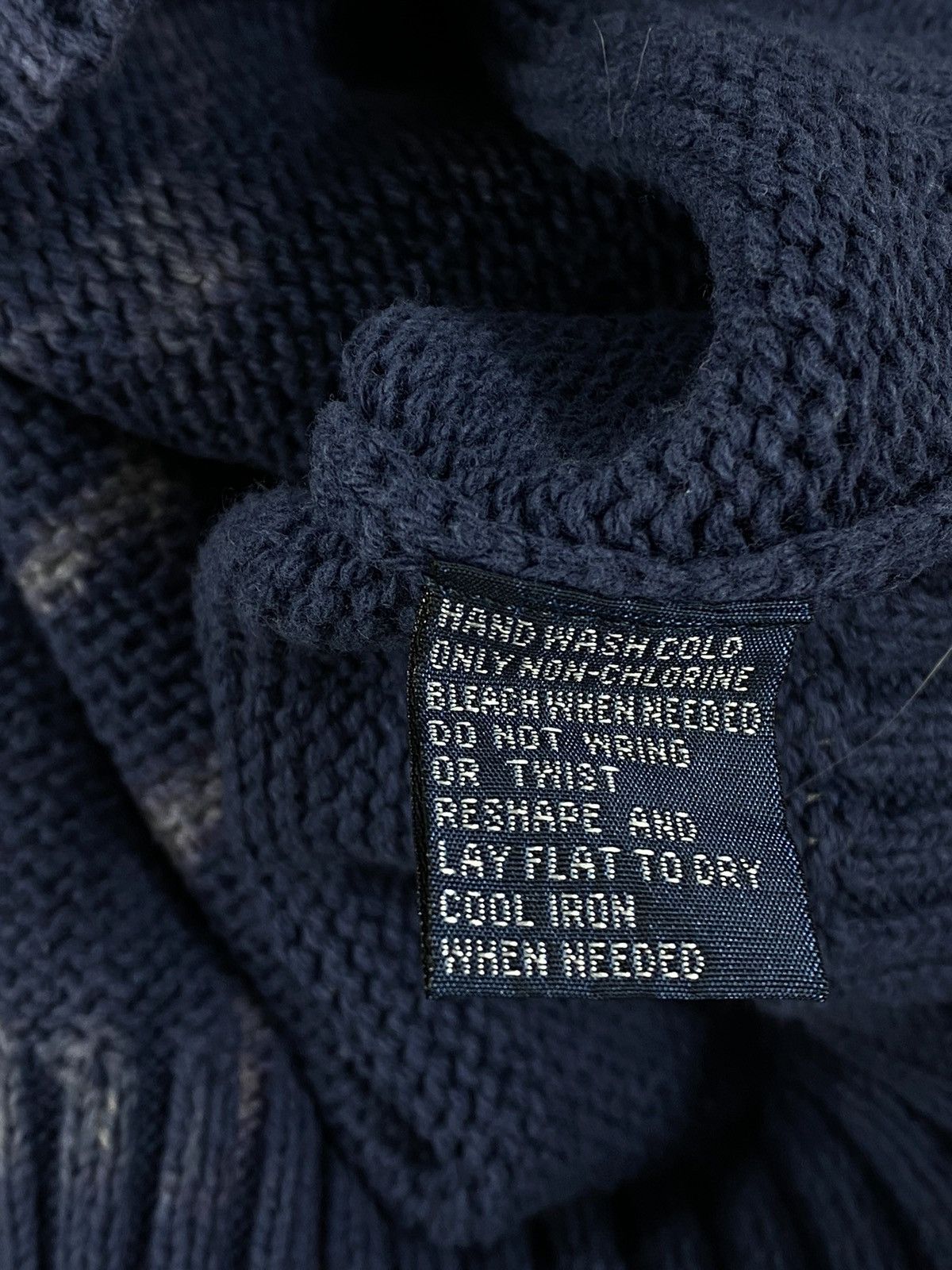 Polo Ralph Lauren × Vintage VTG Acid Dyed Blue Hong Kong Ralph Lauren Cable Knit Sweater Size US XL / EU 56 / 4 - 10 Thumbnail