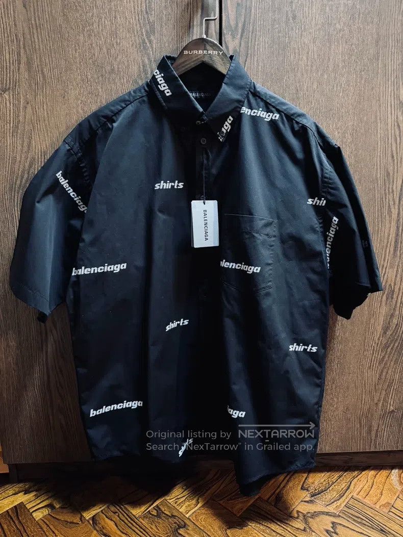 Balenciaga Balenciaga size 37 Logo Letter Printed Short Sleeve Shirt Size US XS / EU 42 / 0 - 1 Thumbnail