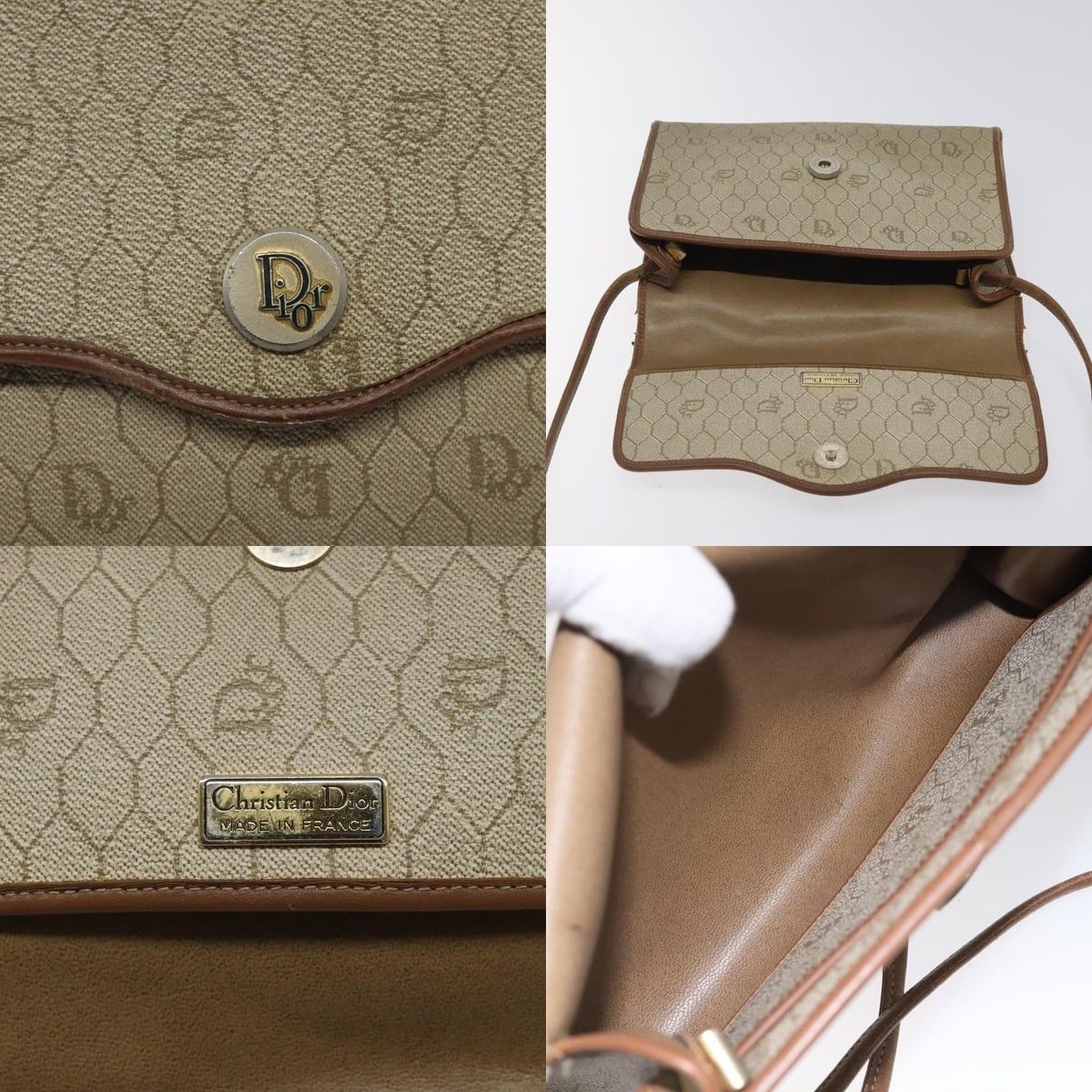 Dior DIOR Honeycomb Canvas Shoulder Bag Pvc Leather Beige Gold Size ONE SIZE - 11 Thumbnail