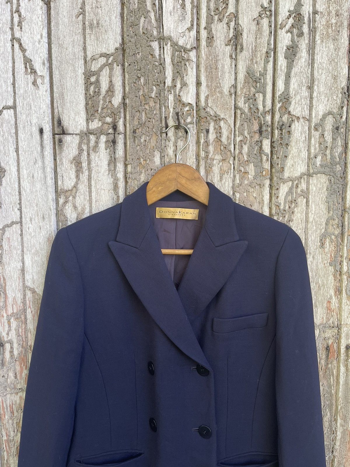 Designer Donna Karan Signature Navy Double-Breasted Blazer Size XS / US 0-2 / IT 36-38 - 2 Thumbnail