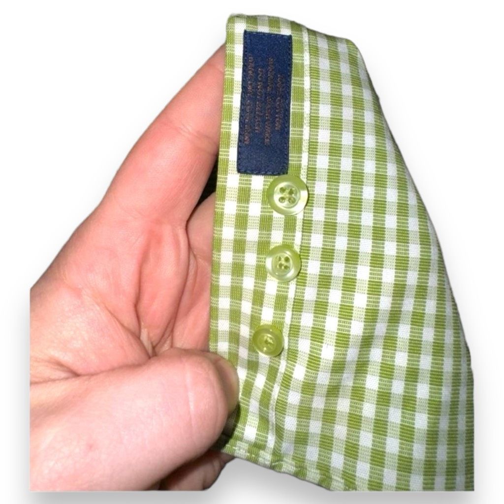 David Donahue David Donahue Green Check Trim Fit Dress Shirt Size L 16.5 3 Size US L / EU 52-54 / 3 - 10 Thumbnail
