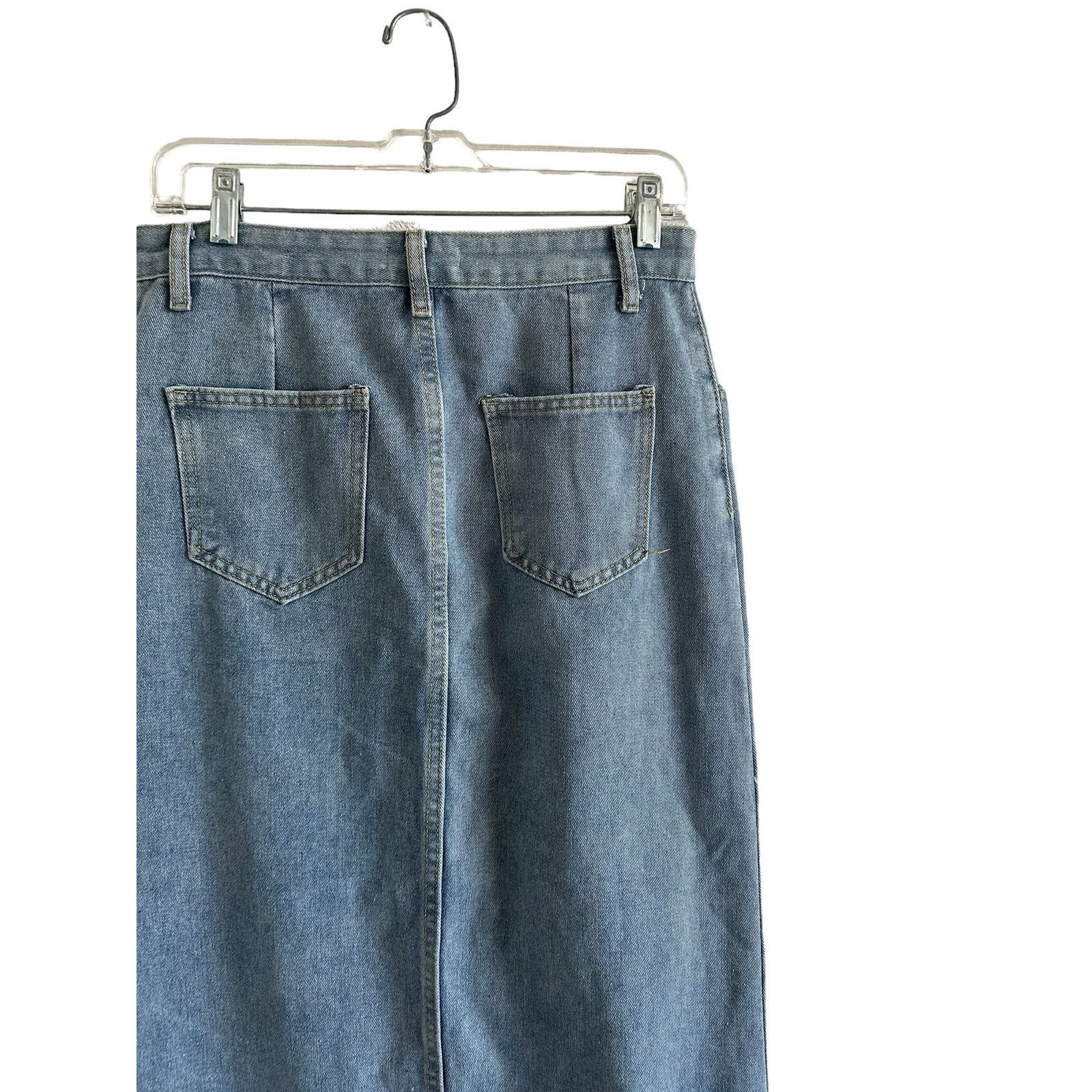 Other Light Blue Wash Slit Denim Pocket Cotton Blend Midi Skirt Size 30" / US 8 / IT 44 - 7 Thumbnail