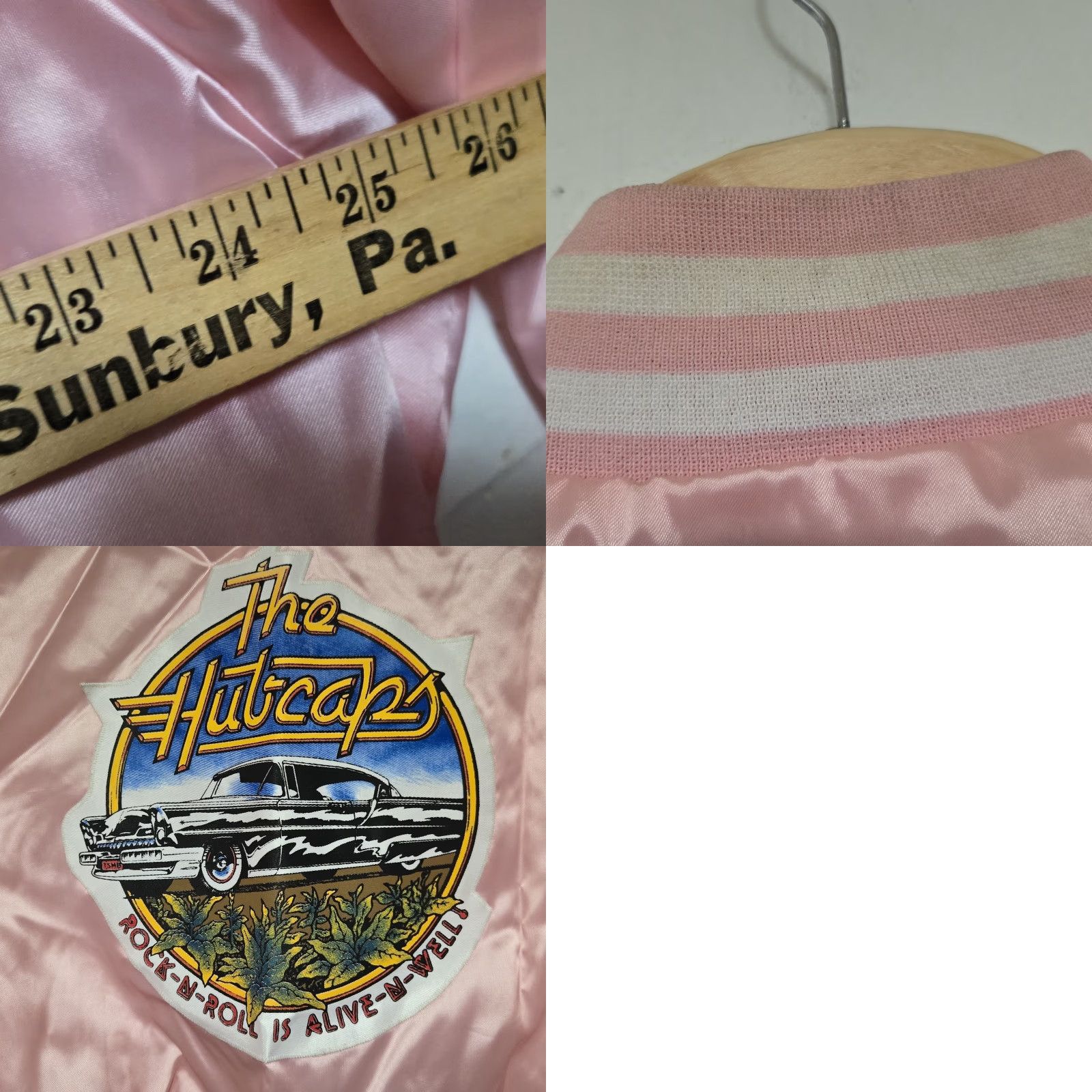 Pinko VINTAGE The Hubcaps Rockabilly Satin Bomber Jacket L Pink Rockabilly Mens/Girls? Size US L / EU 52-54 / 3 - 8 Thumbnail