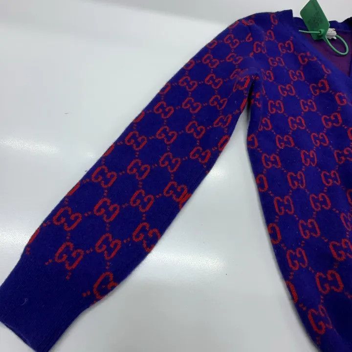 Gucci Gucci Gucci Kids Blue GG Embroidered V-Neck Sweater -2506 Size US S / EU 44-46 / 1 - 5 Thumbnail