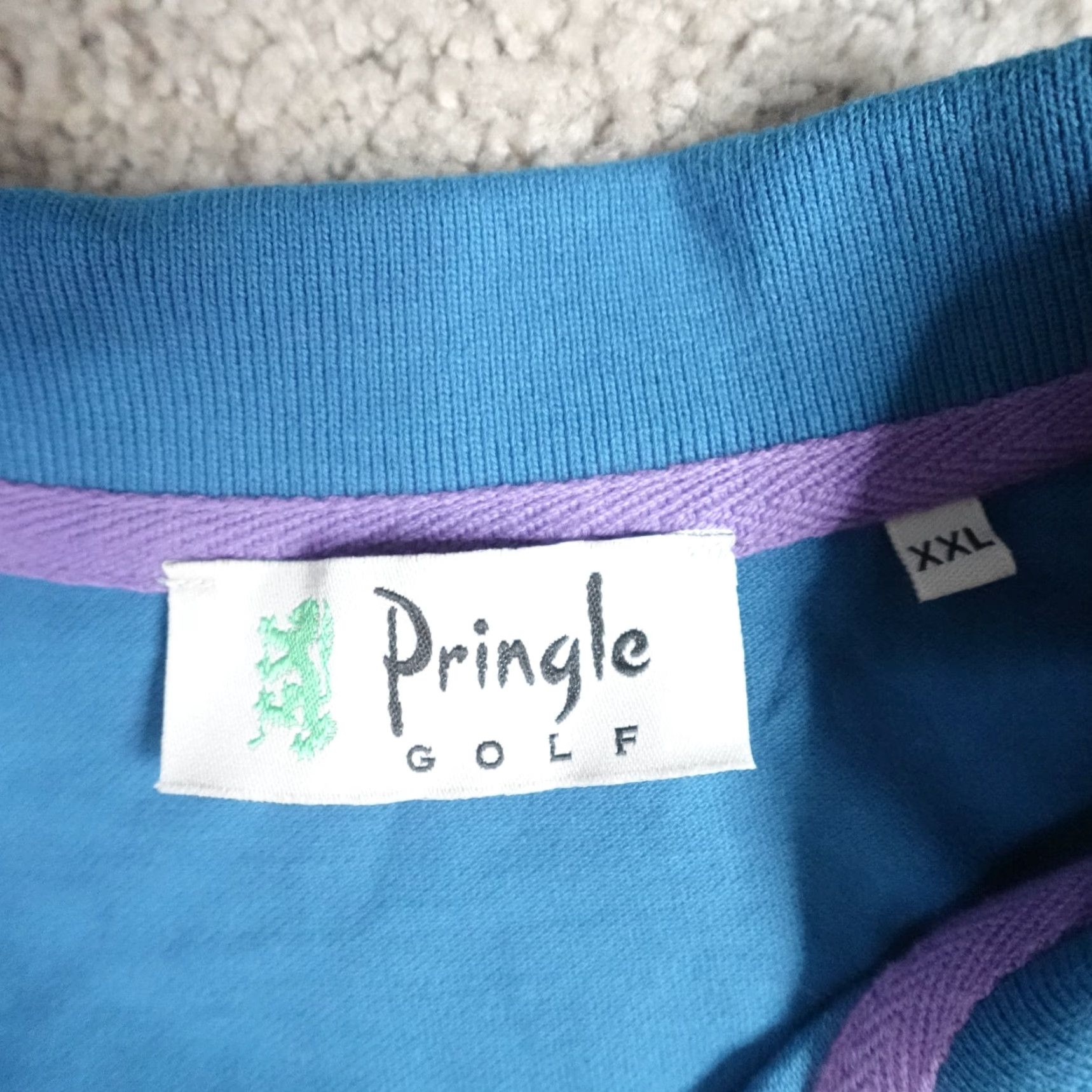 Pringle Of Scotland Pringle of Scotland Polo Shirt 2XL Blue Solid Cotton Polo Men Sports Golf Short Sleeve Collared Button Regular Vintage: No Size US XXL / EU 58 / 5 - 2 Thumbnail