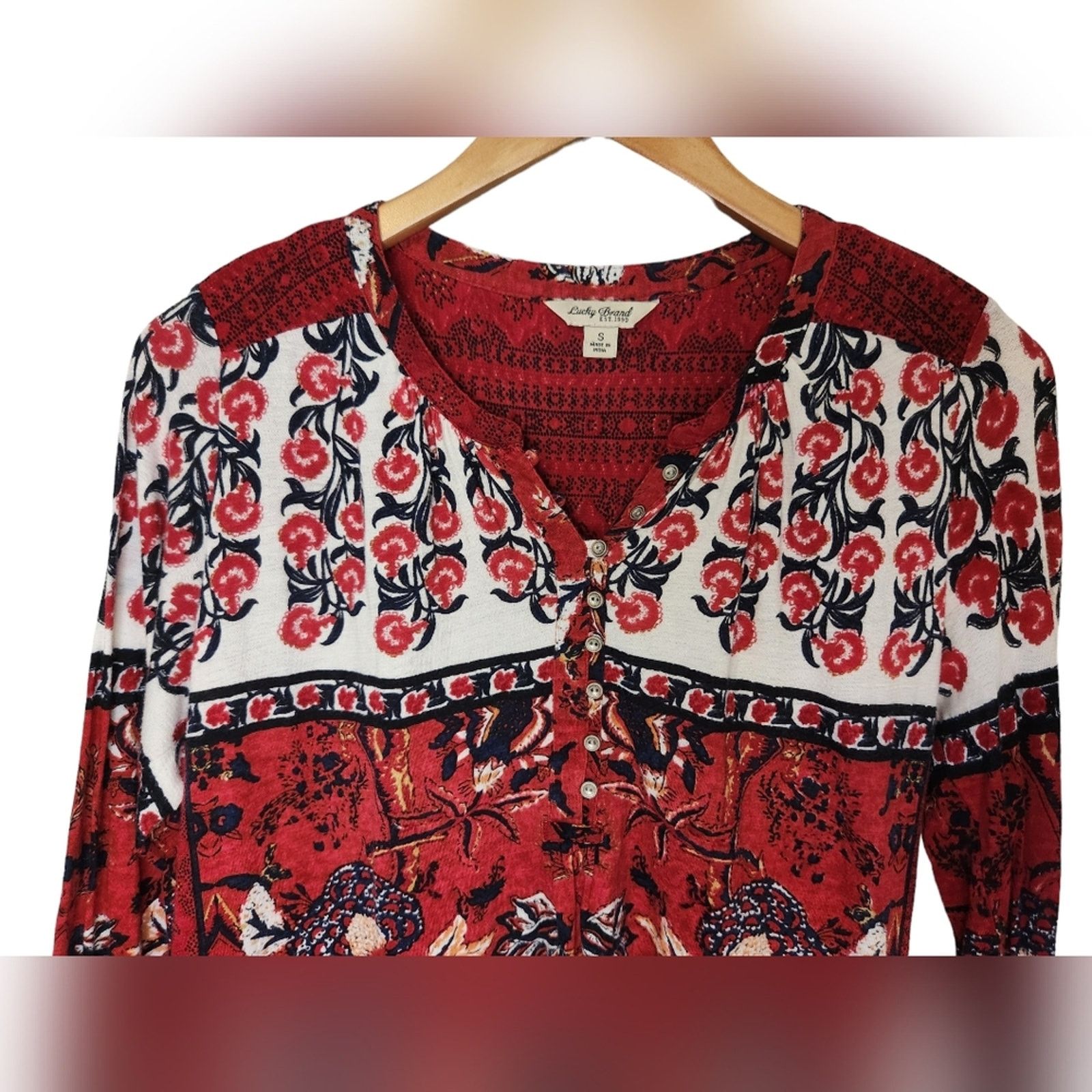 Lucky Brand Lucky Brand Boho Floral print cotton tunic top small Size S / US 4 / IT 40 - 4 Thumbnail