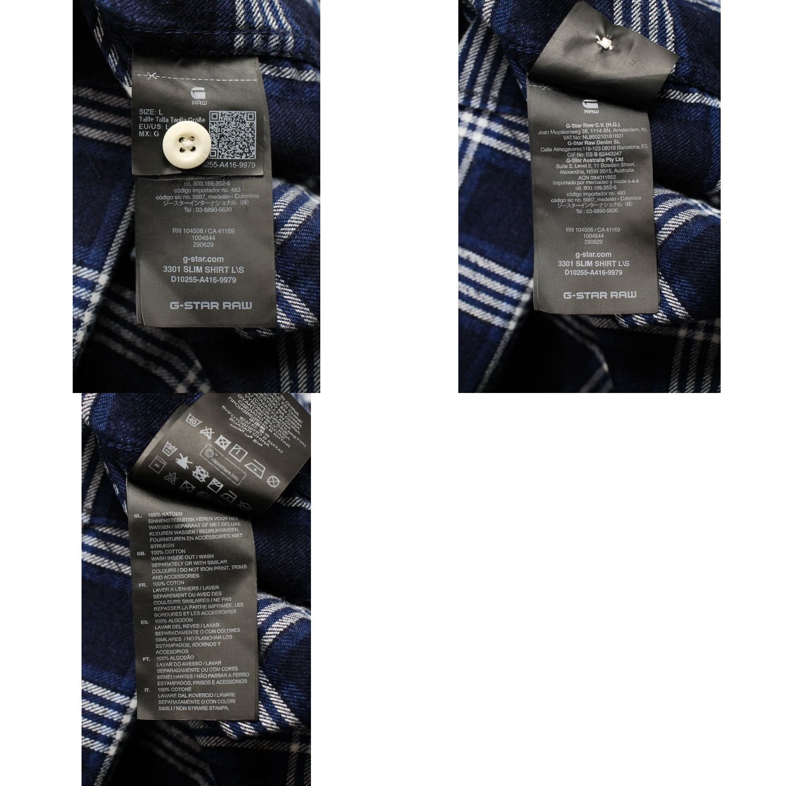 G-Star G-STAR 3301 Slim Fit Shirt Men's LARGE Blue Checked Patched Chest Pockets Button-Up Casual Everyday Shirt MensL Blue Checked Slim Fit Shirt Size US L / EU 52-54 / 3 - 8 Thumbnail