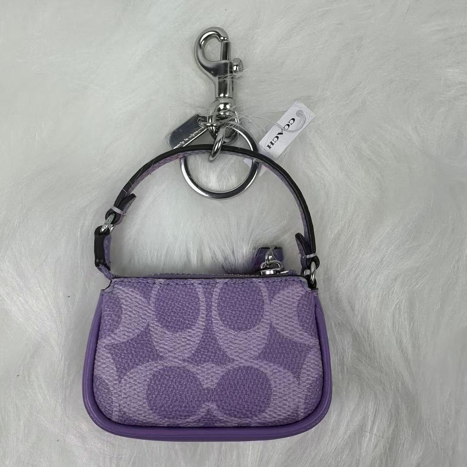 Coach Coach Mini Nolita Bag Charm Sig Canvas Iris Purple CX067 NWT Size ONE SIZE - 3 Thumbnail