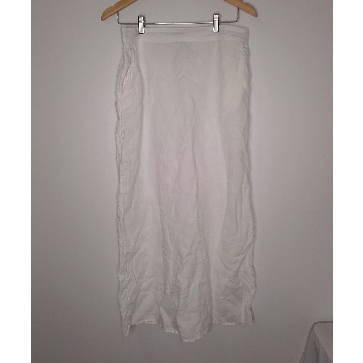 Halston Halston Women's Linen Slip Skirt Large White Size 32" / US 10 / IT 46 - 2 Thumbnail