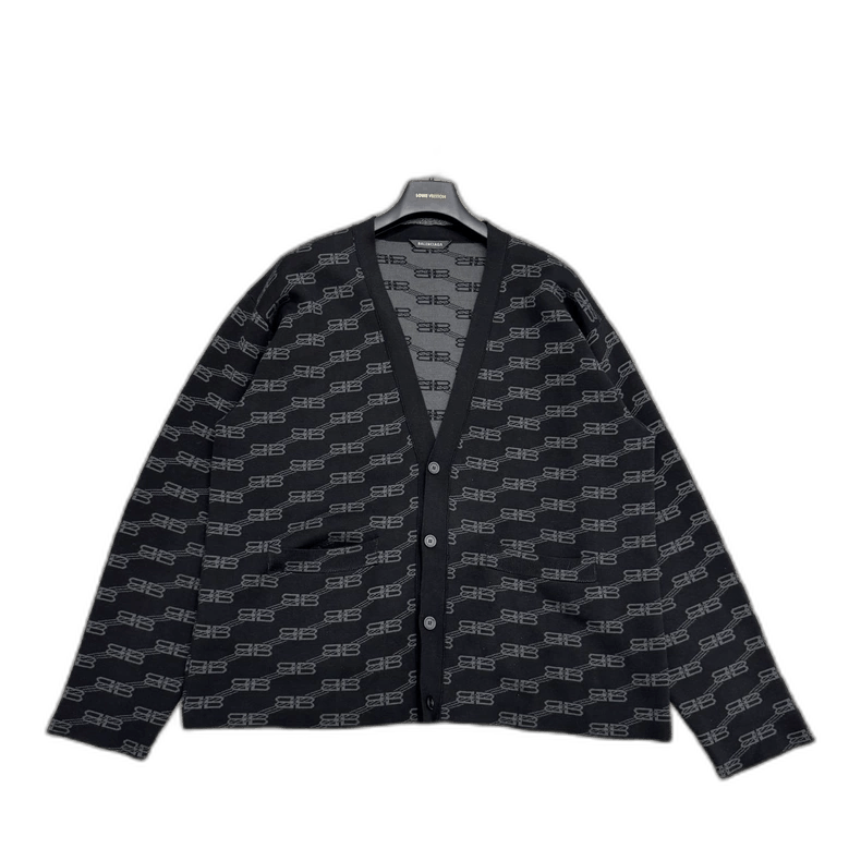 Balenciaga Balenciaga logo print wool cardigan Size US S / EU 44-46 / 1 - 1 Thumbnail