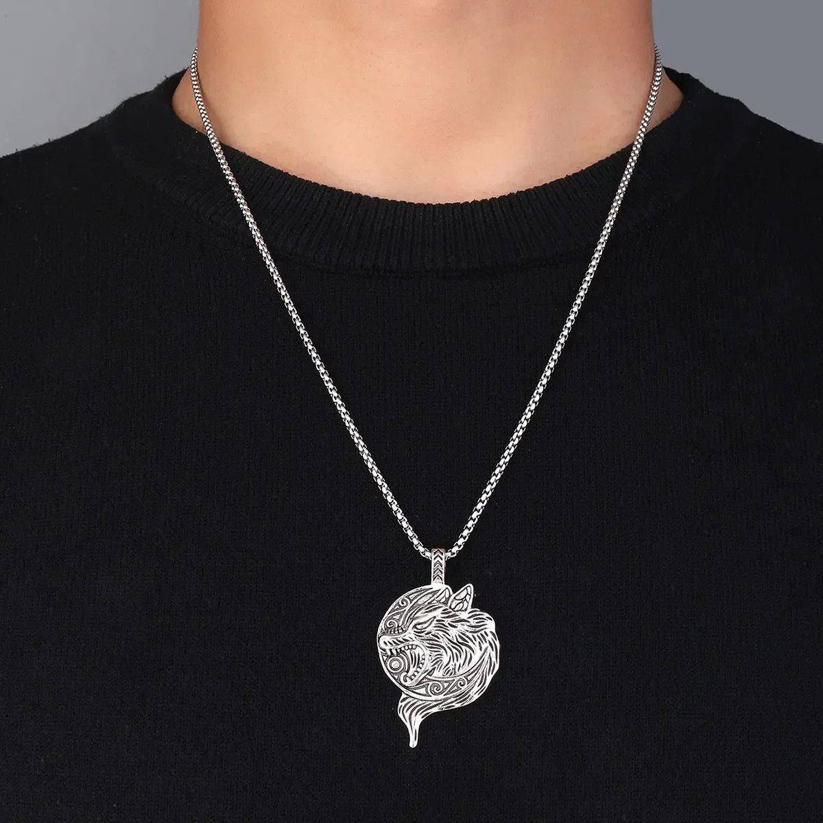 Jewelry Wolf Head Moon Necklace Size ONE SIZE - 2 Thumbnail
