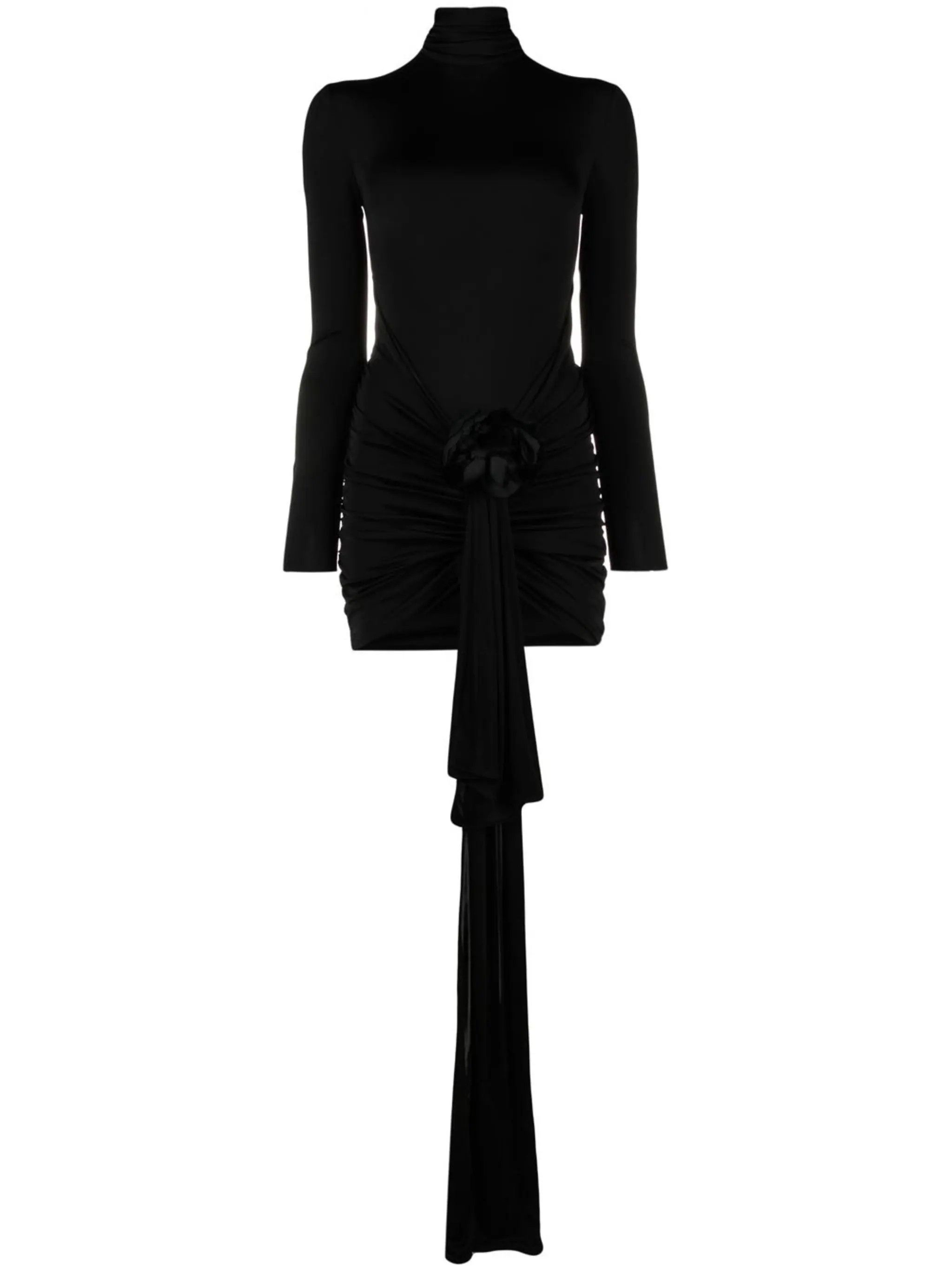 o1s1wg111024 Rose Applique Mini Dress in Black