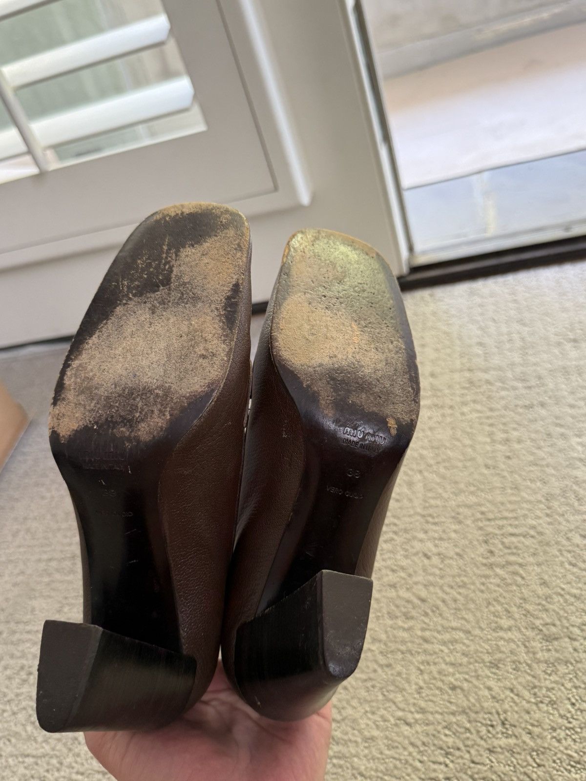 Miu Miu Miu Miu Brown Leather Block Heel Loafers Size US 8 / IT 38 - 6 Thumbnail