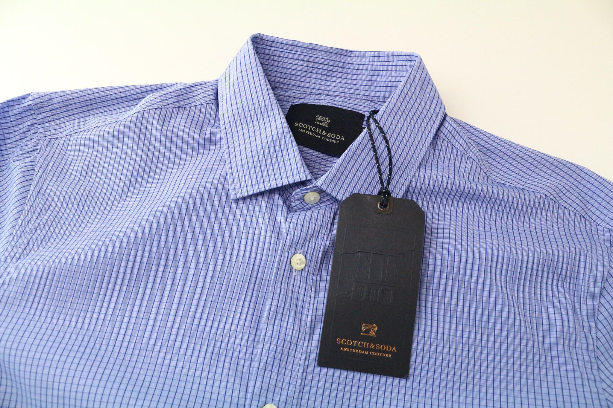 Scotch & Soda S Blue Checked Cotton Button Up Shirt 74624 Size US S / EU 44-46 / 1 - 3 Thumbnail