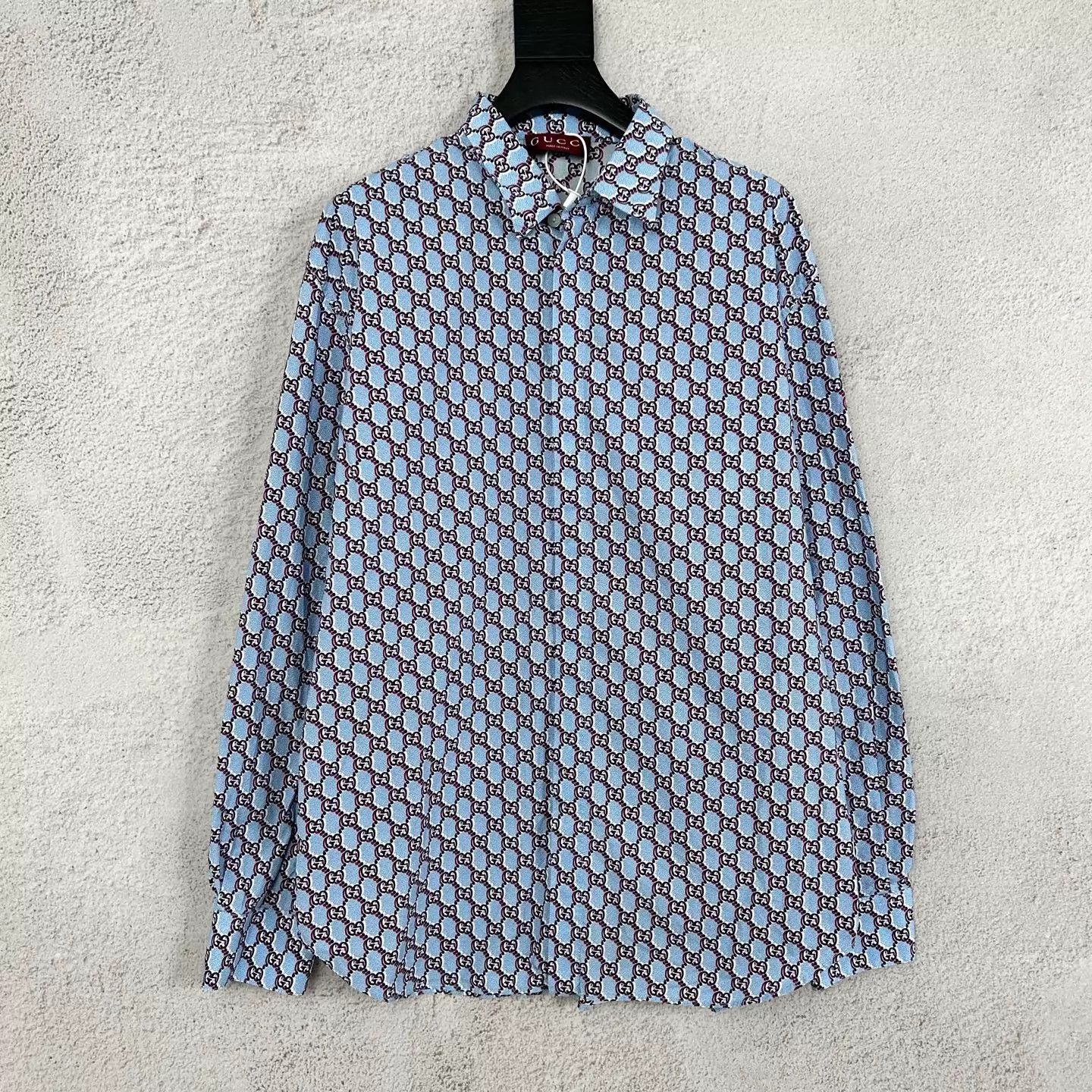 Gucci Gucci Double G print blue long-sleeve shirt size 41 Size US L / EU 52-54 / 3 - 1 Thumbnail