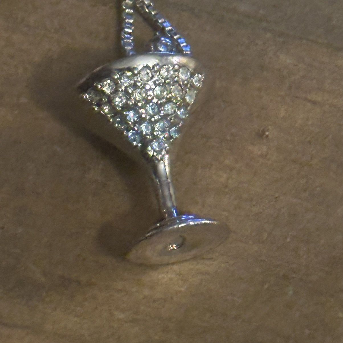 Vintage Vintage silver tone paved Martini glass pendant necklace Size ONE SIZE - 3 Thumbnail