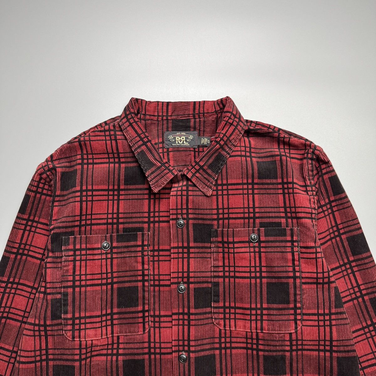 RRL Ralph Lauren RRL - Corduroy Monterey Checked Camp Shirt Size US XL / EU 56 / 4 - 6 Thumbnail