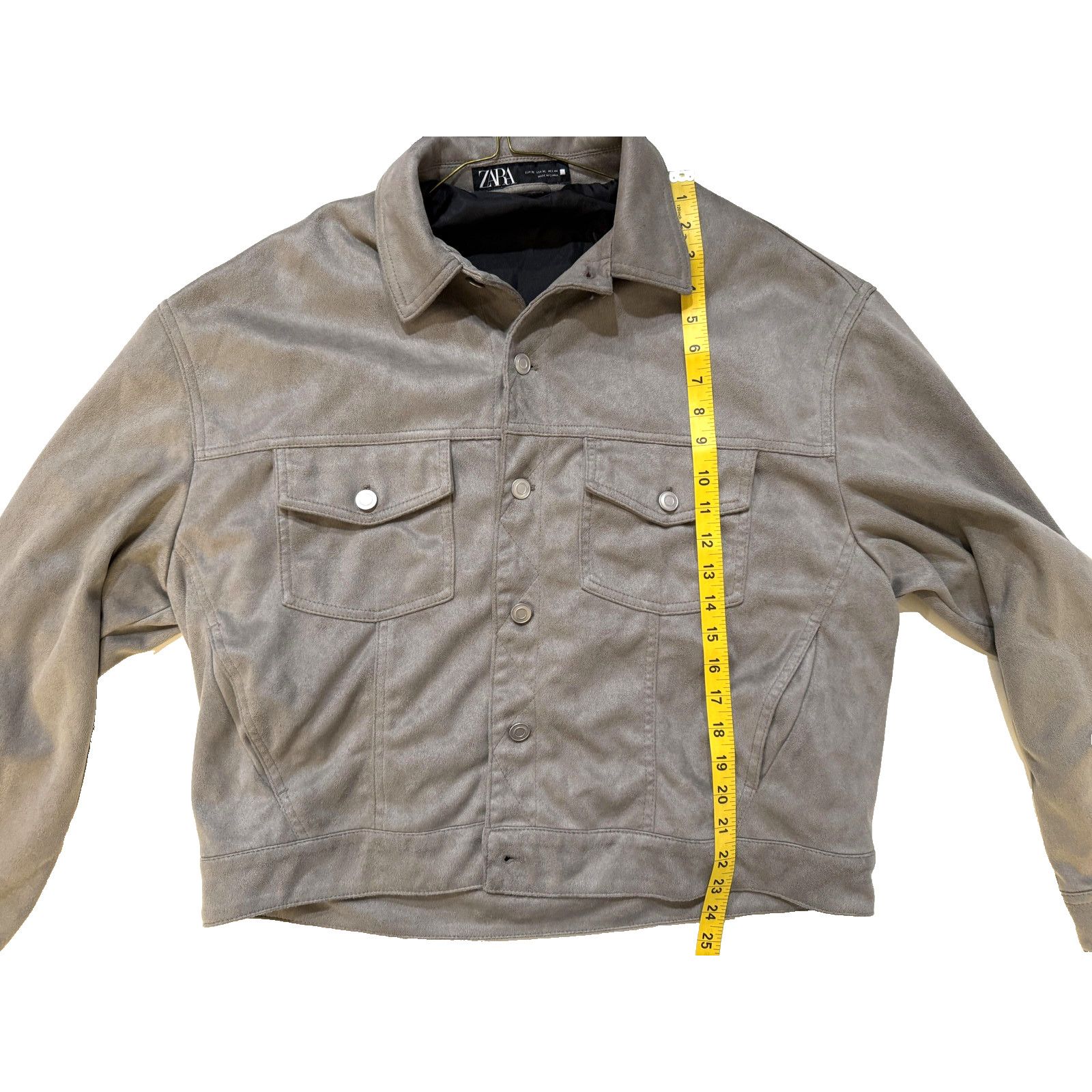 Zara Zara Jacket Mens XL Gray Suede Trucker Snap Button Size US XL / EU 56 / 4 - 6 Thumbnail