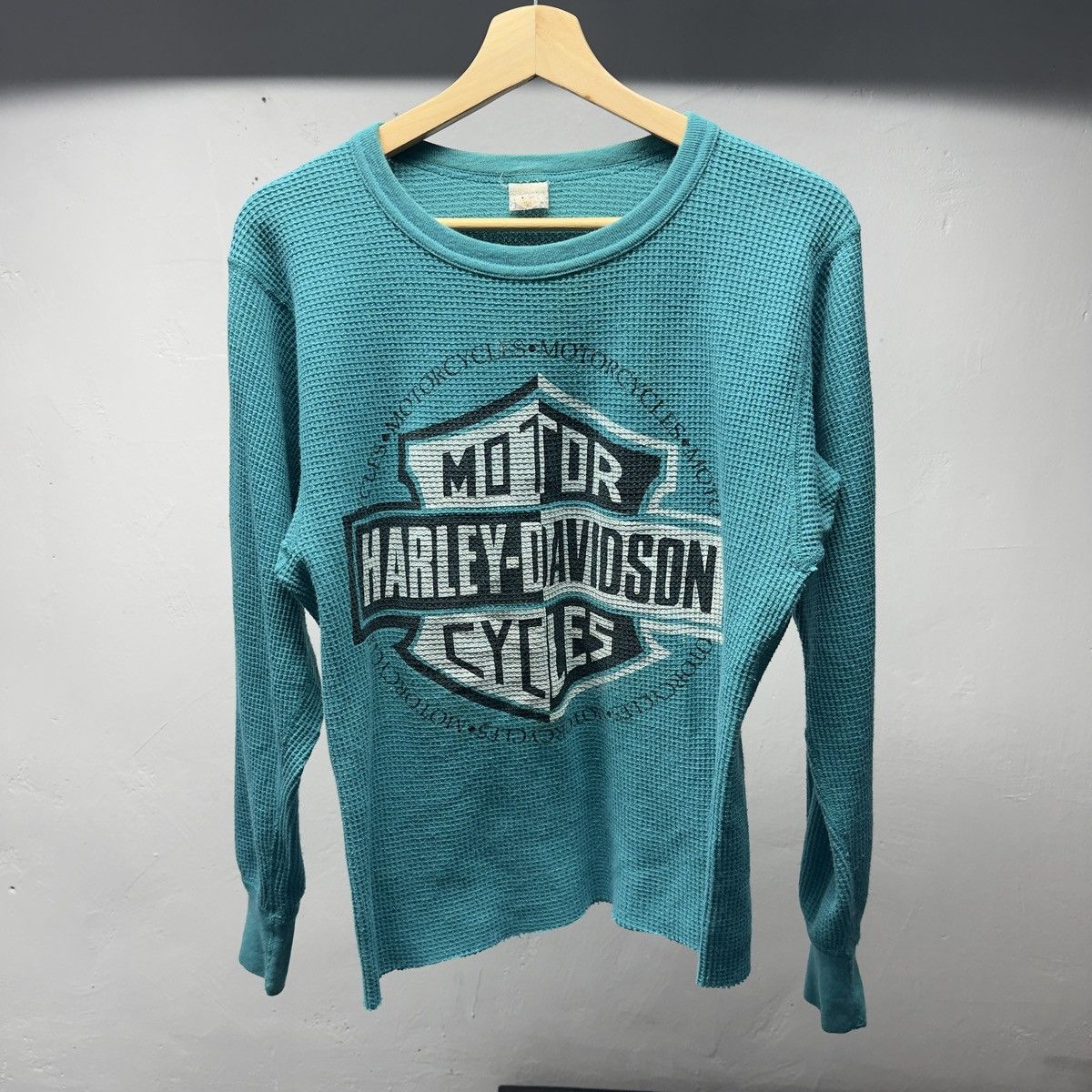 Harley Davidson 90s Harley Davidson Faded Thermal Shirt ERD Grunge Biker WCC Size US M / EU 48-50 / 2 - 1 Thumbnail