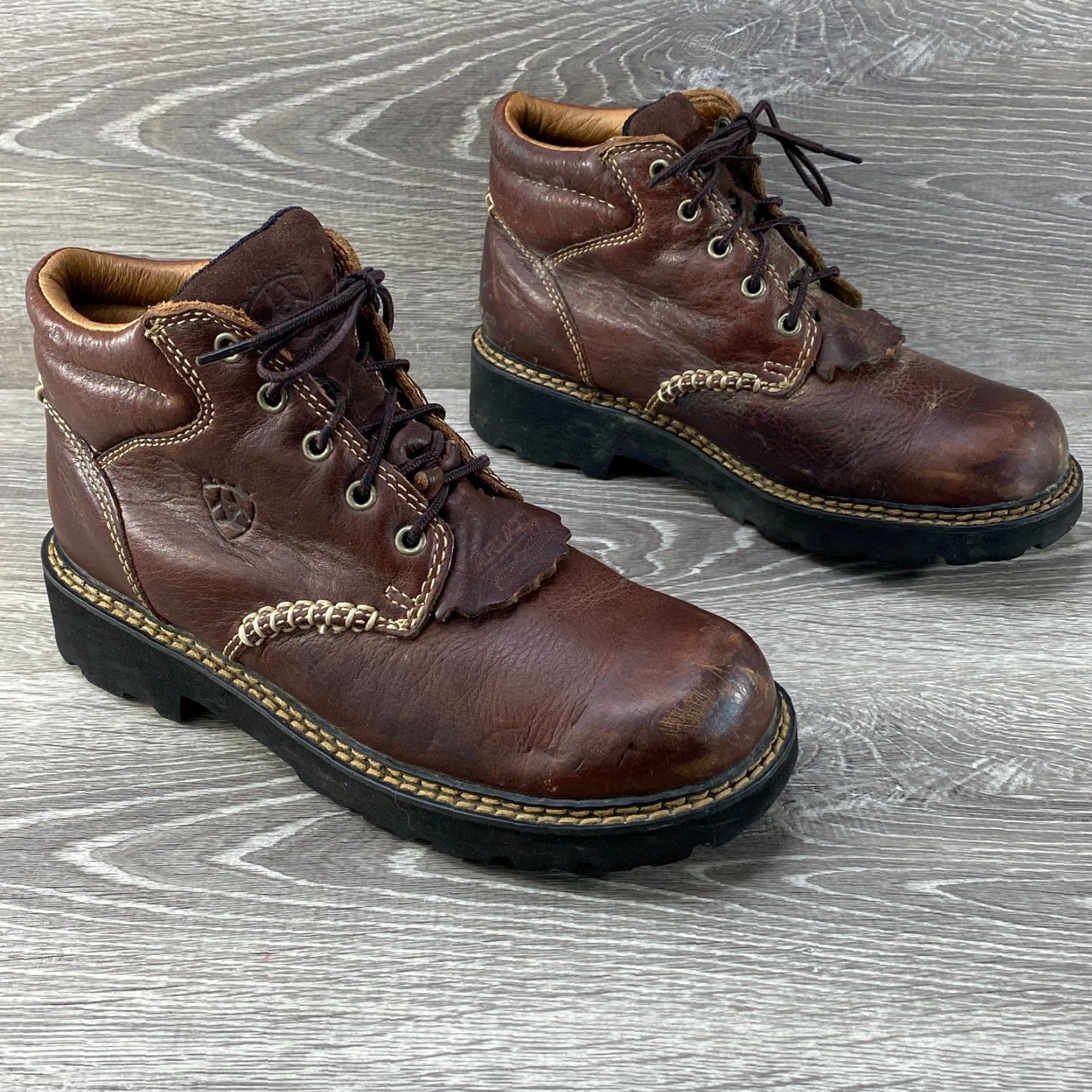 Ariat Ariat Canyon Womens 7.5 Lace Up Kiltie Cowboy Work Boots Brown Leather Ropers Size US 5 / IT 35 - 2 Thumbnail
