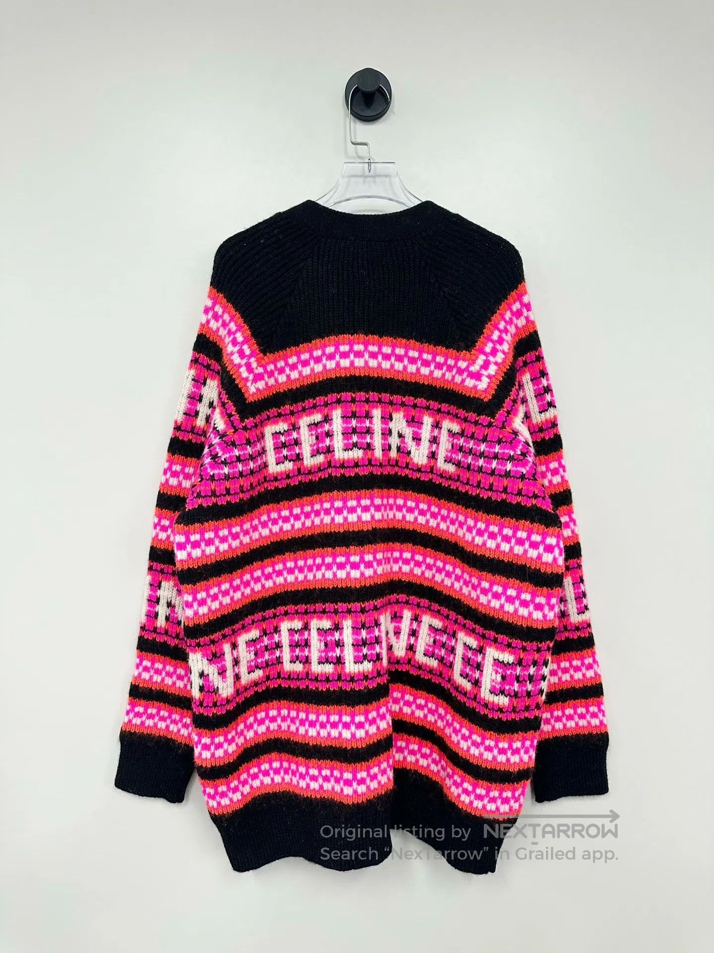 Celine CELINE Color Block Letter Logo Knit Wool Cardigan| Size XS / US 0-2 / IT 36-38 - 2 Thumbnail