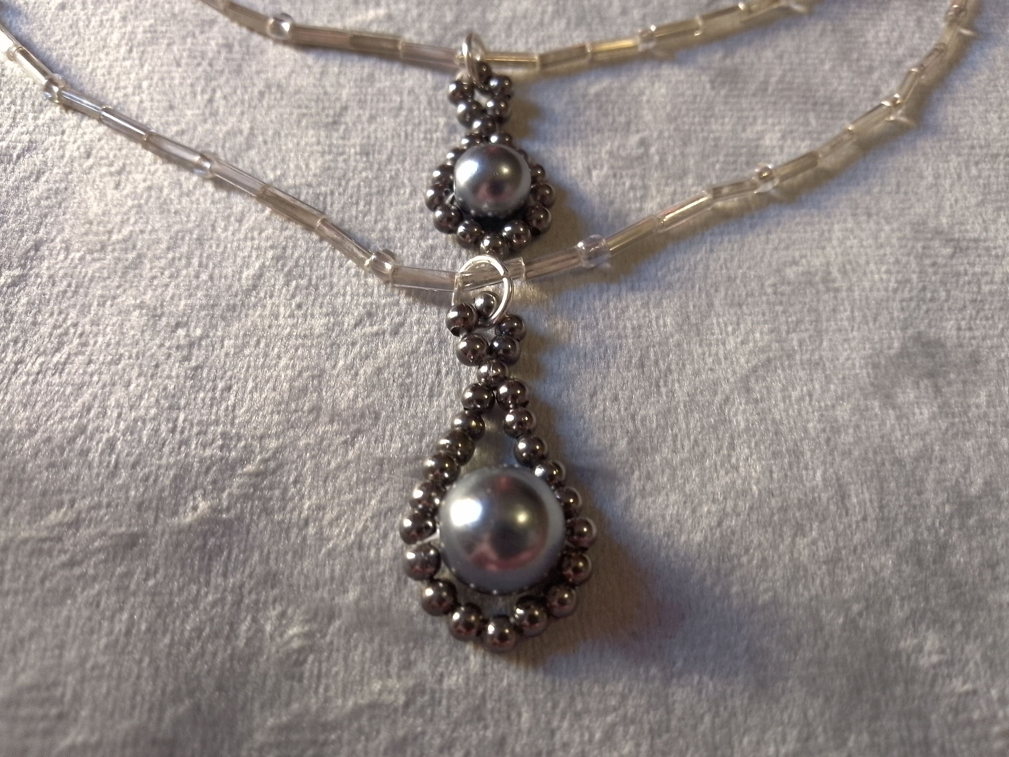 Handmade Necklace Earrings. Double thread Teardrop Pendants Size ONE SIZE - 9 Thumbnail