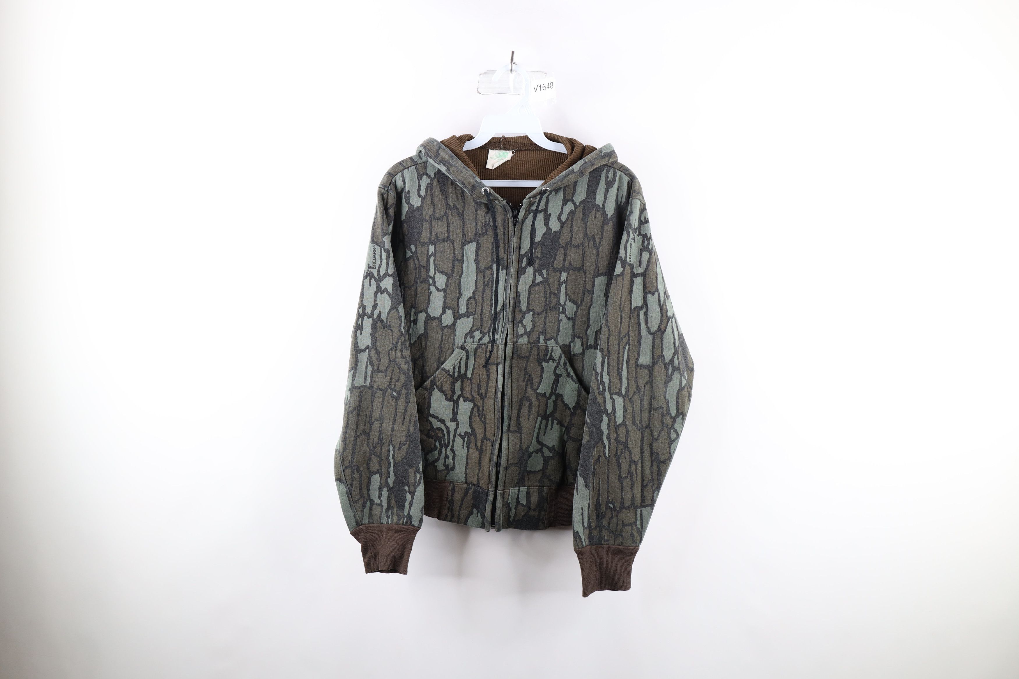 Vintage Vintage 80s Camouflage Thermal Waffle Lined Hoodie USA Size US S / EU 44-46 / 1 - 1 Thumbnail
