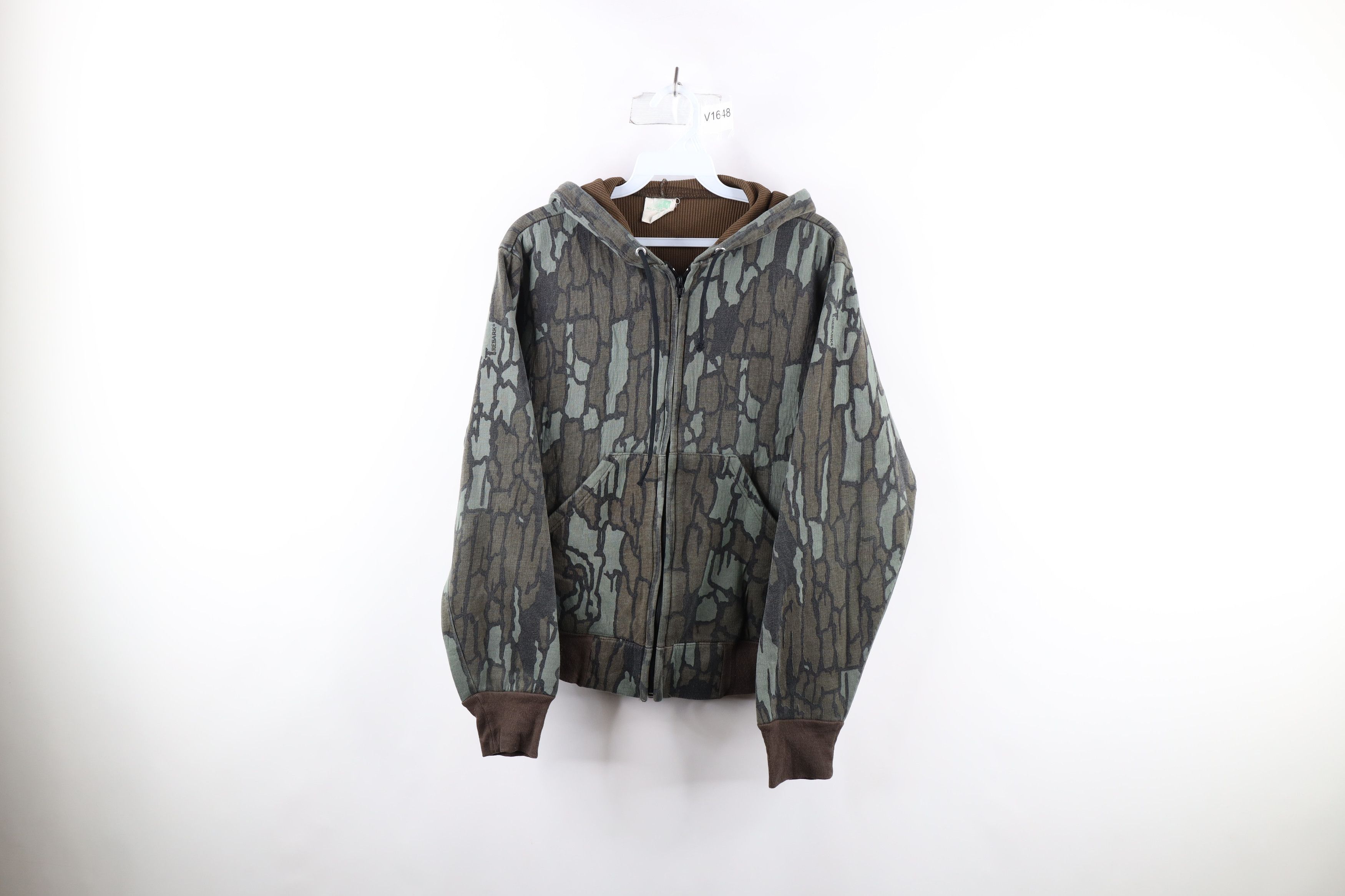 image of Vintage 80's Camouflage Thermal Waffle Lined Hoodie Usa, Men's (Size Small)