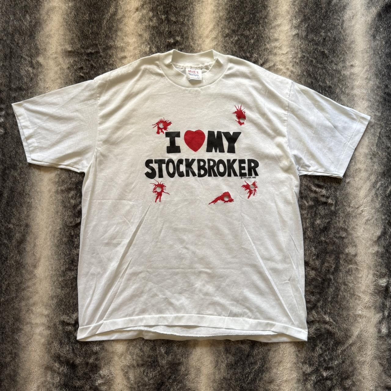 Vintage RARE Vintage 80s 1987 John Lara “I ❤️ My Stockbroker” Tee Size US XL / EU 56 / 4 - 2 Thumbnail