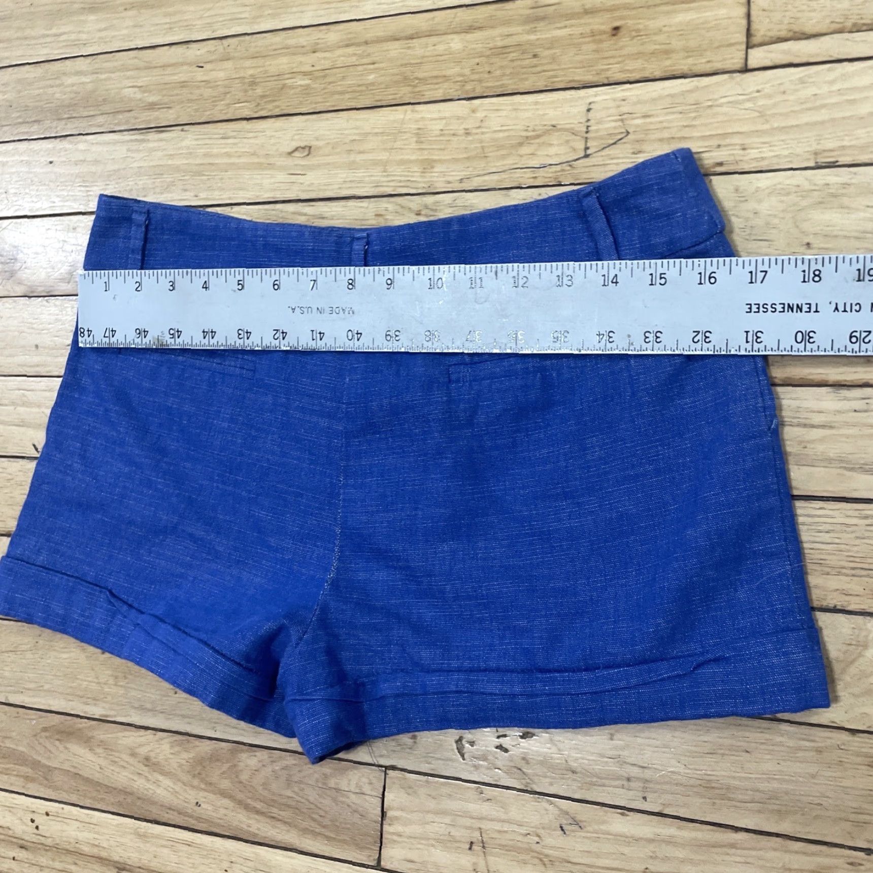 Vintage LOVE...ADY Shorts Women M Blue 1in Inseam Casual Cut-Off Cotton Blend Spandex Stretch USA Made 31x1in XS? Size 32" / US 10 / IT 46 - 6 Thumbnail