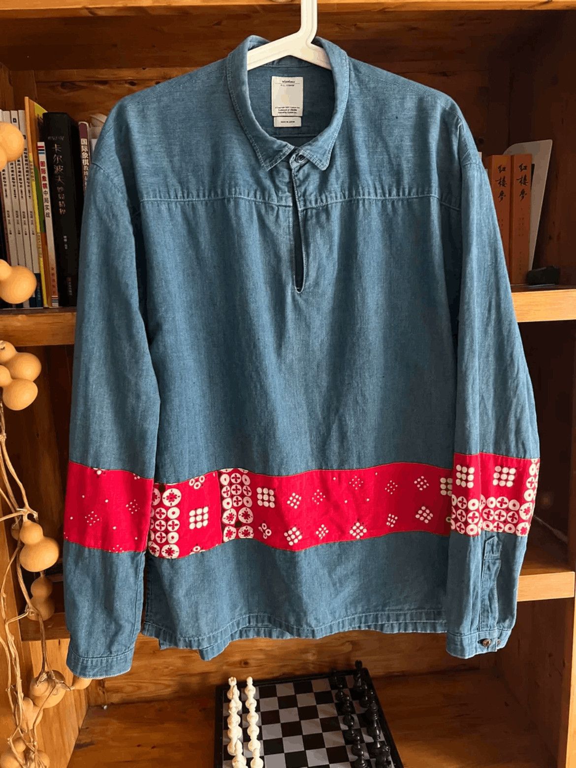 Visvim Sz 2 Visvim 15SS Kerchief Border Tunic Indigo Half Shirt Size US M / EU 48-50 / 2 - 2 Thumbnail