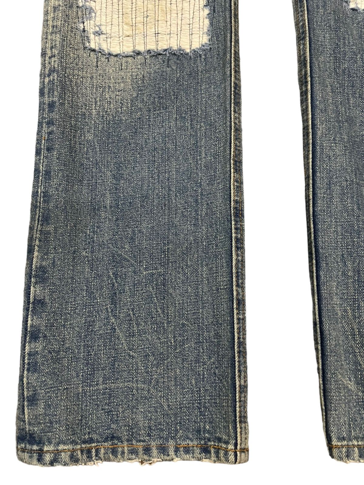 If Six Was Nine Vintage Japan Brand Blue Wash Distress Sashiko Style Jeans Size US 31 - 5 Thumbnail