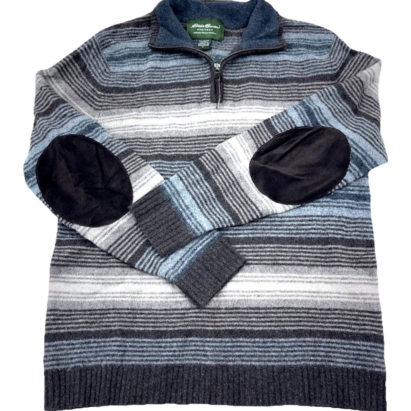 Eddie Bauer Eddie Bauer Sweater Men S Brown Pullover Wool Knit Mock Neck Elbow Patch Classic Striped Regular Fit Vintage: No Size US S / EU 44-46 / 1 - 2 Thumbnail