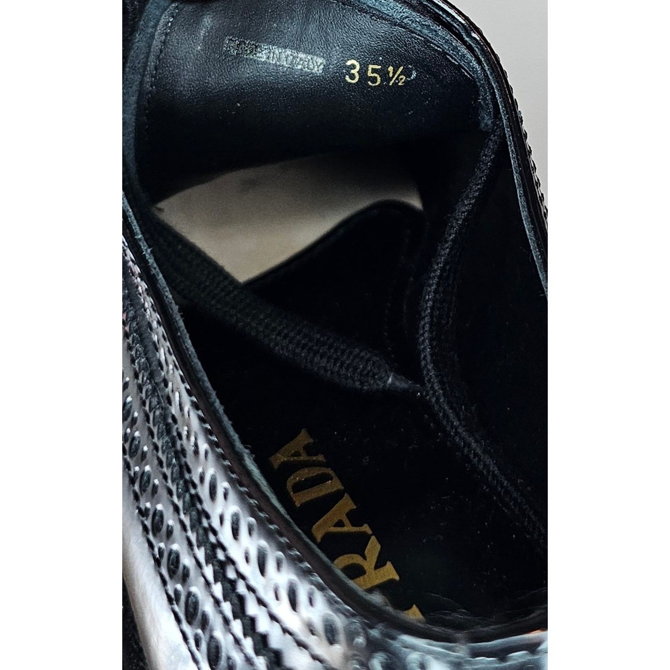 Prada Authentic Prada Black Leather Oxford Platform Size US 5.5 / IT 35.5 - 8 Thumbnail