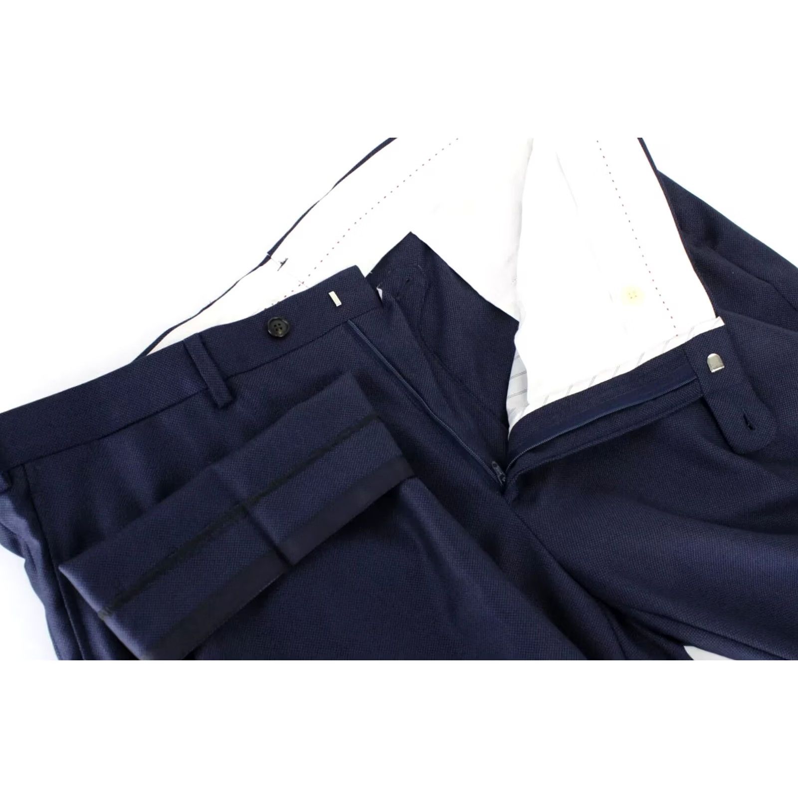 Suitsupply Suitsupply Sienna Trousers Men's UK 46S / W40 Wool Blue Zip Flat Front Tapered 28in Inseam Dress Formal Business Men Size US 30 / EU 46 - 4 Thumbnail