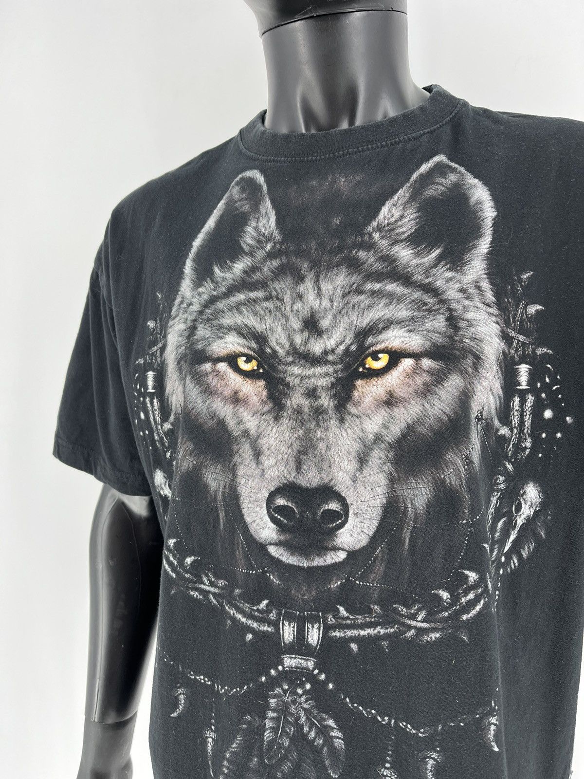 Vintage Vintage Y2K Spiral Wolf Face Size S T-Shirt Size US XL / EU 56 / 4 - 6 Thumbnail