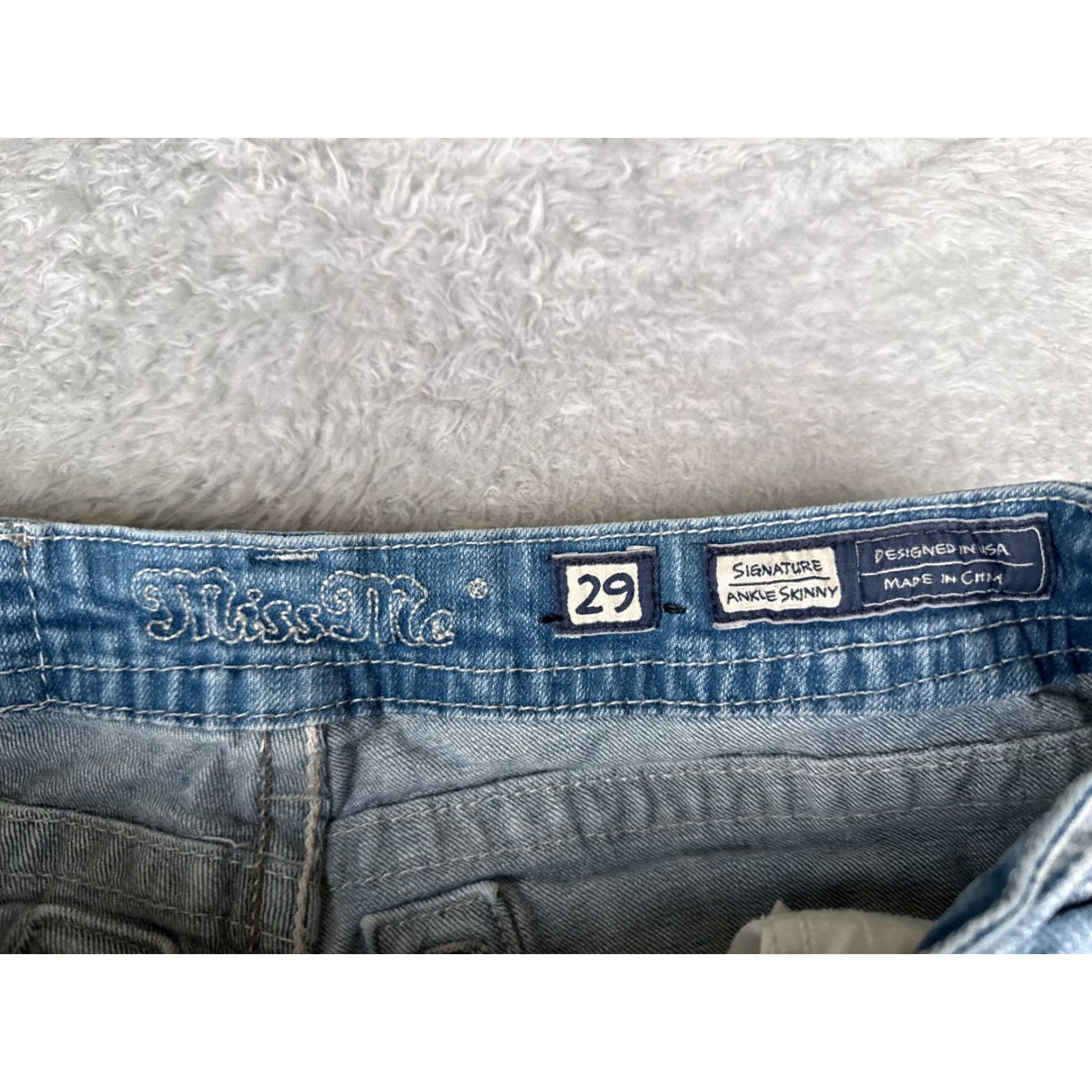 Miss Me Miss Me Jeans Women Blue Denim Ankle Skinny Distressed Low Rise 30x30 29 Slim Fit 5-Pocket Cotton Rock Southwestern Mens? Size 29" - 6 Thumbnail