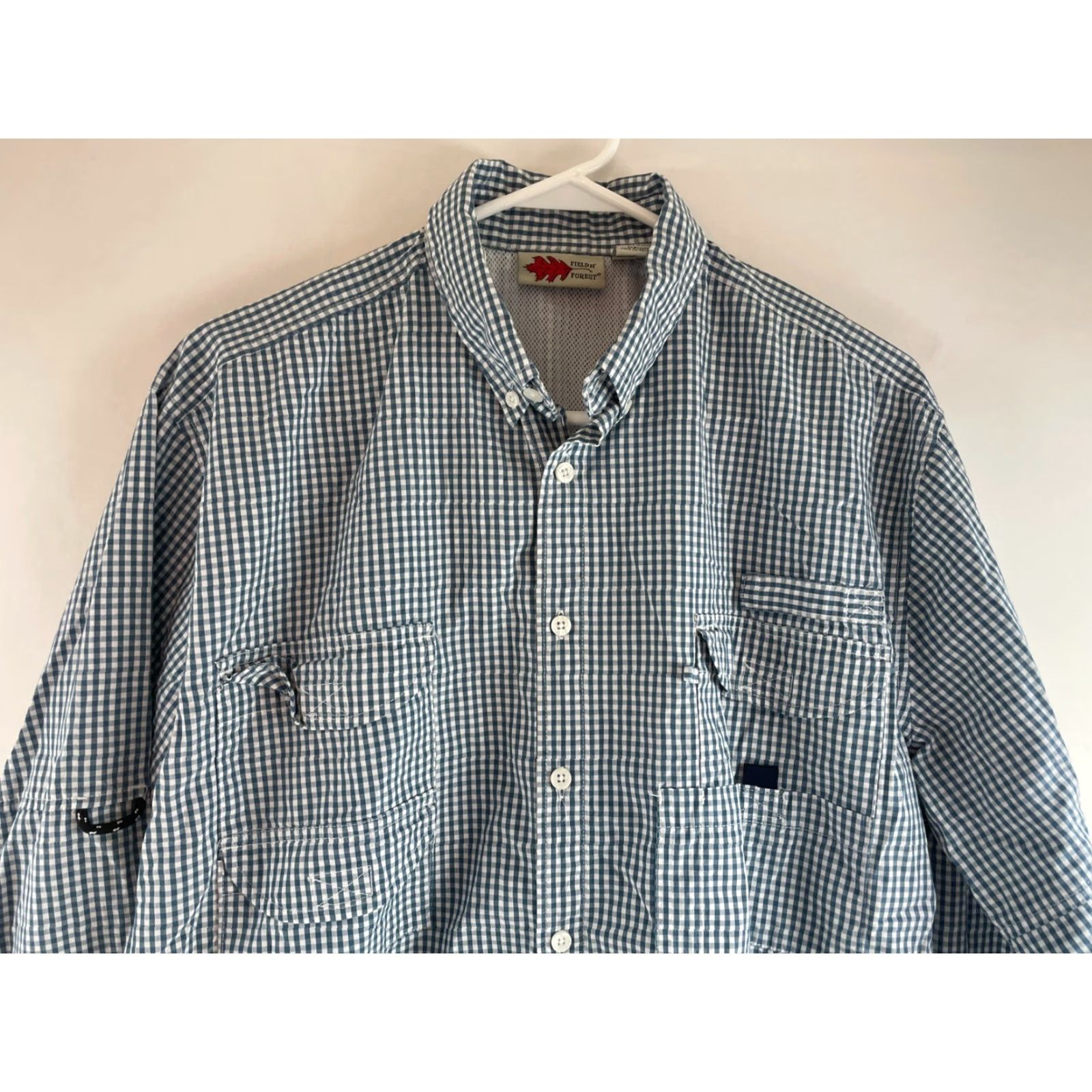 Vintage Field N' Forest Shirt Men M Blue White Check Button-Down Pockets Vented Fishing Button Up Size US M / EU 48-50 / 2 - 3 Thumbnail