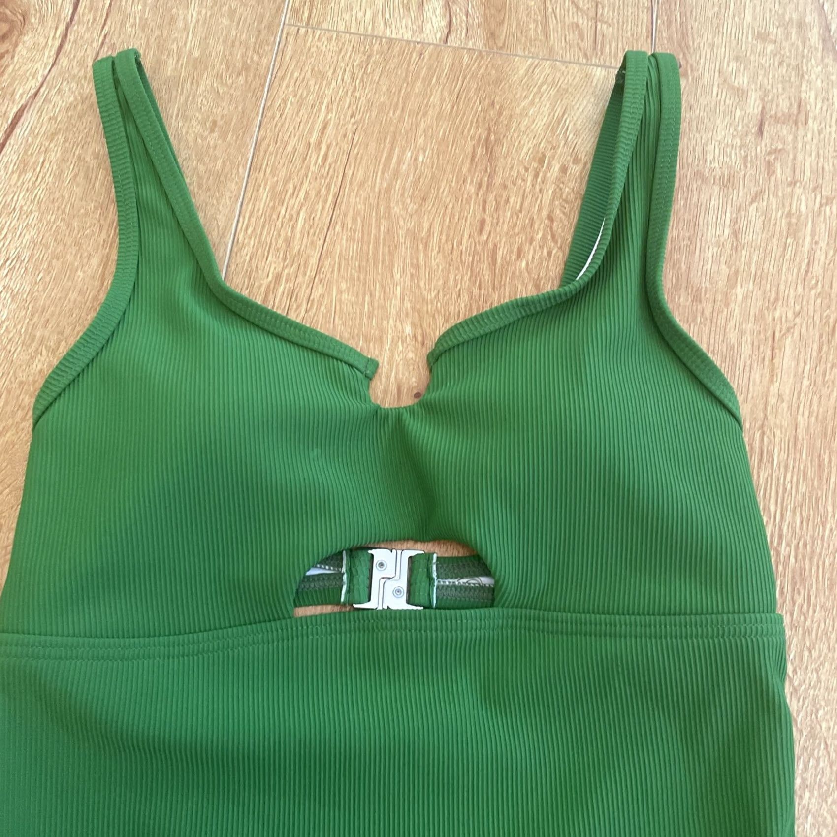Vintage Charmo One Piece Bathing Suit Ribbed Cutout Padded Swimsuit S Women Green High Cut Size S / US 4 / IT 40 - 3 Thumbnail